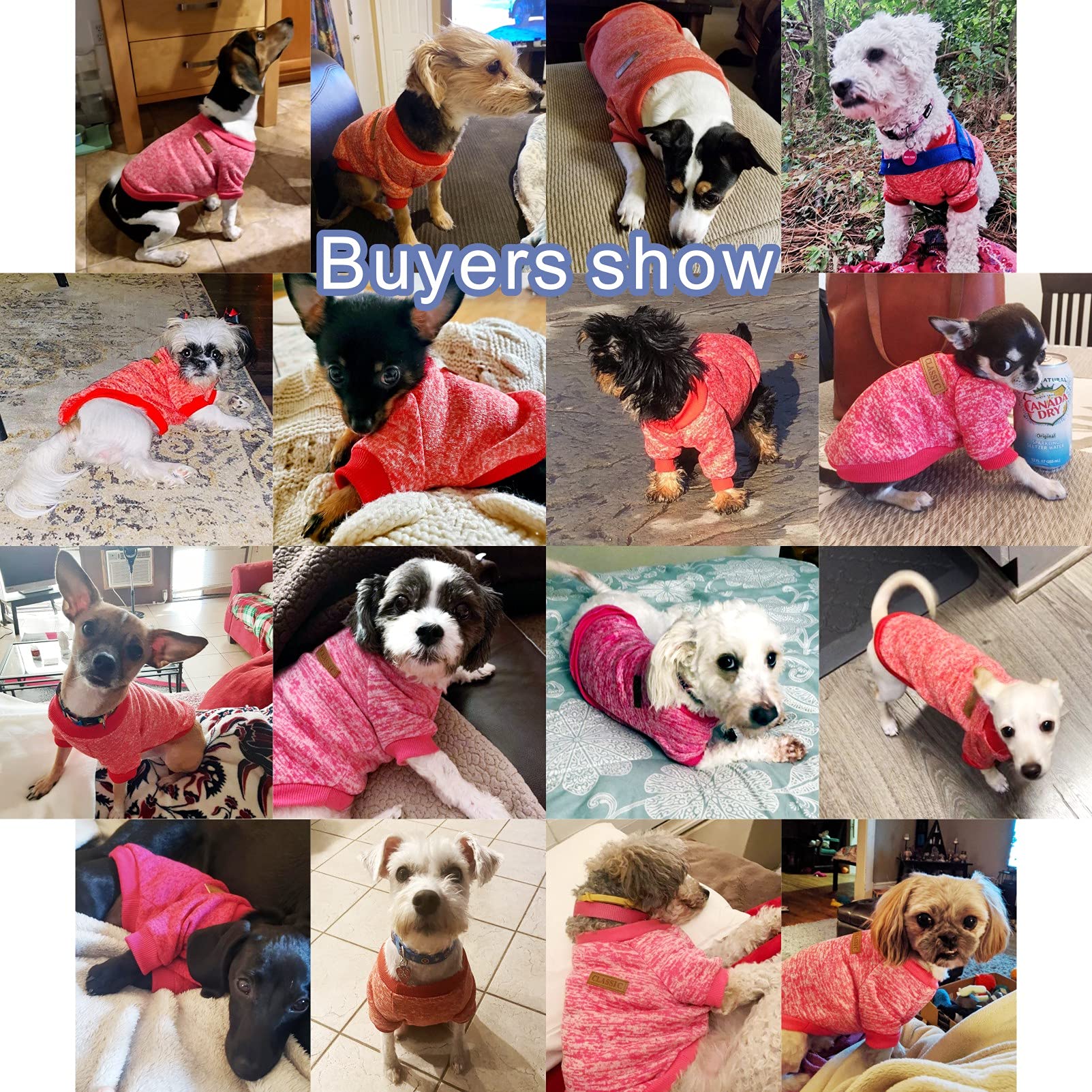 Jecikelon Pet Dog Clothes Dog Sweater Soft Thickening Warm Pup Dogs Shirt Winter Puppy Sweater For Dogs (Red, L)