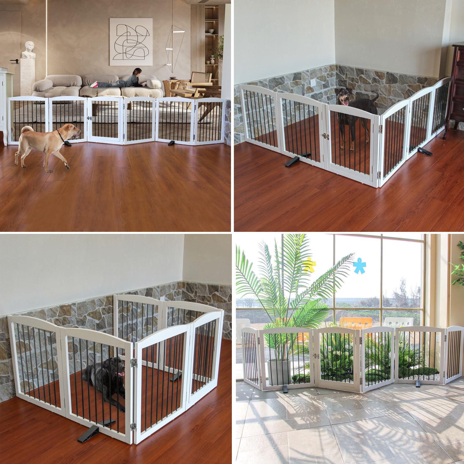 Zjsf Foldable Indoor Dog Door With Walk Through Door, Freestanding Pet Door For The House,Doorways, Stairs, Pet Puppy Safety Fen