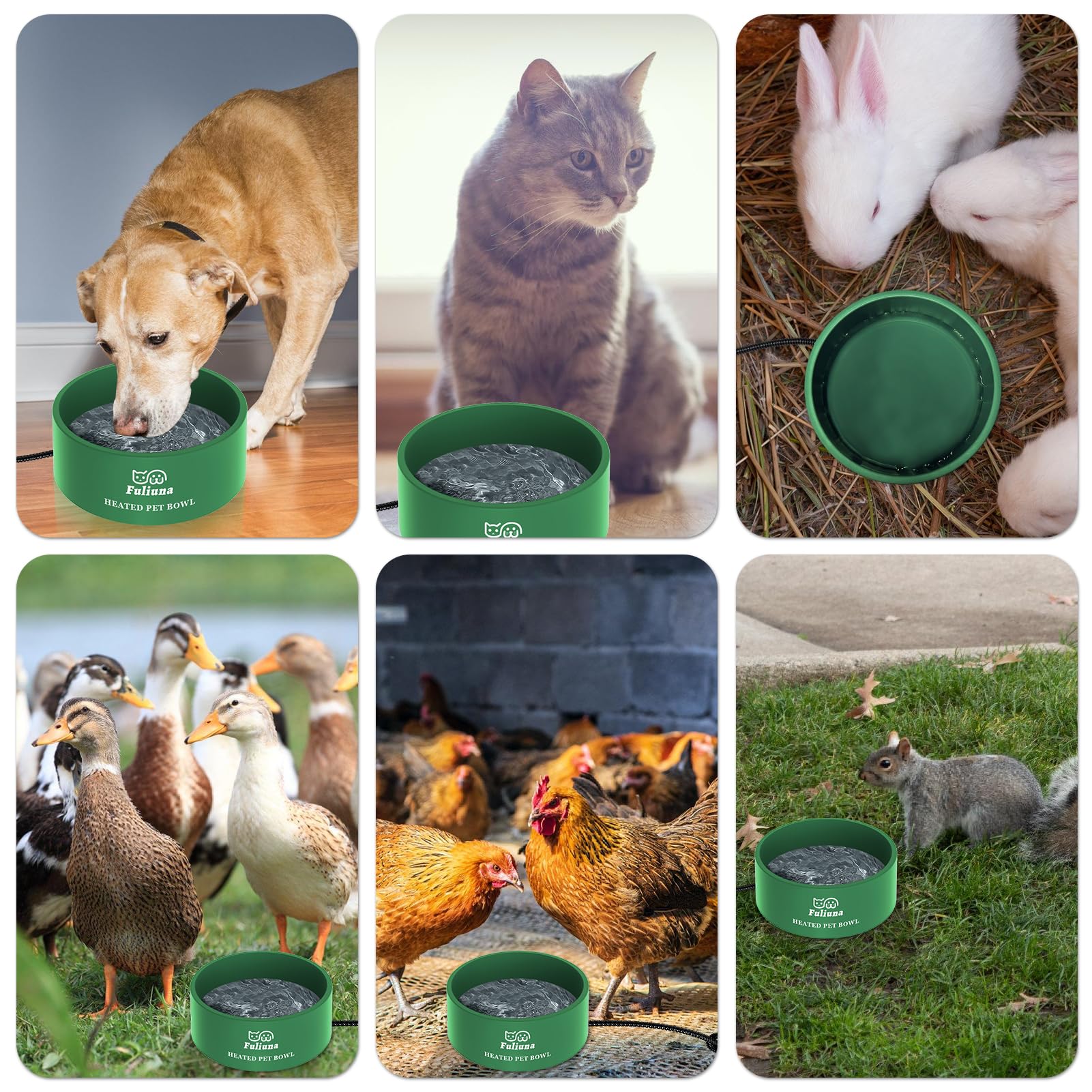 Fuliuna Large Heated Water Bowl, Outdoor Heated Dog Bowl with Chew Resistant Power Cord, Thermal Bowl Provide Drinkable Water in Winter, Heated Pet Bowl for Cat Rabbit Chicken Duck Squirrel 0.85 Gal -Like New