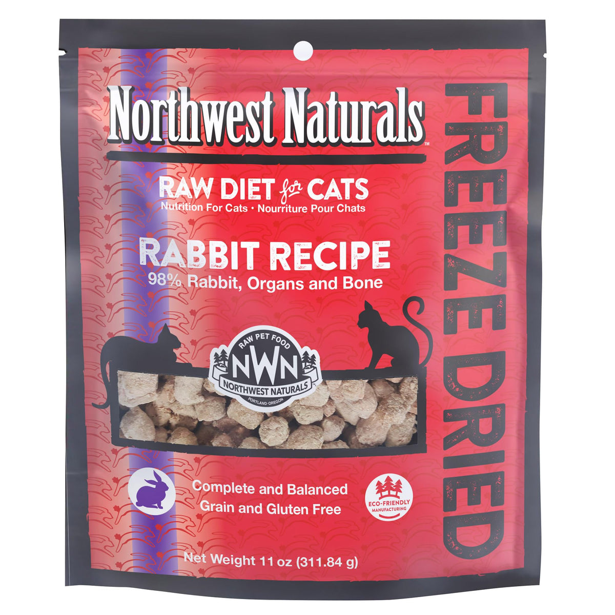 Northwest Naturals Freeze-Dried Rabbit Cat Food - Bite-Sized Nibbles ...