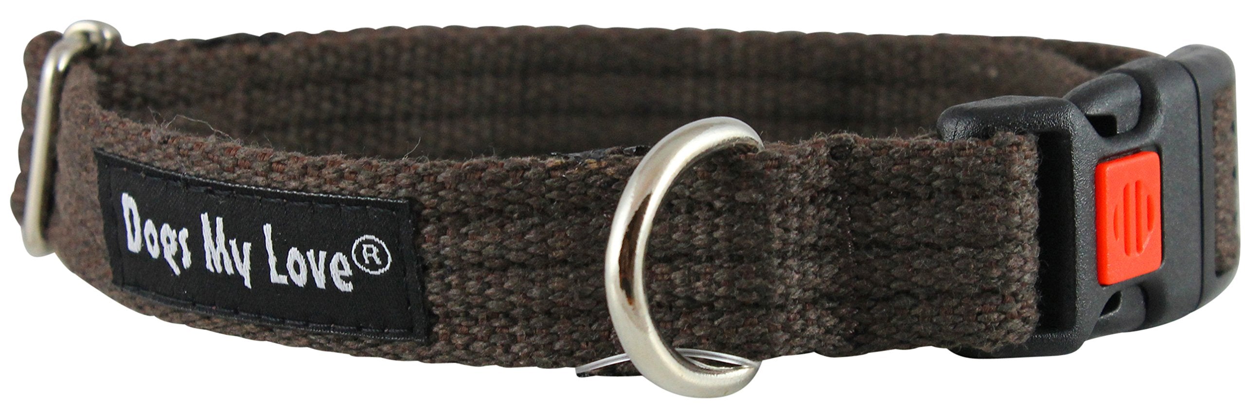 Cotton Web Adjustable Dog Collar With Locking Device 4 Sizes Black (Medium: Neck: 14'-19'; Width: 3/4')