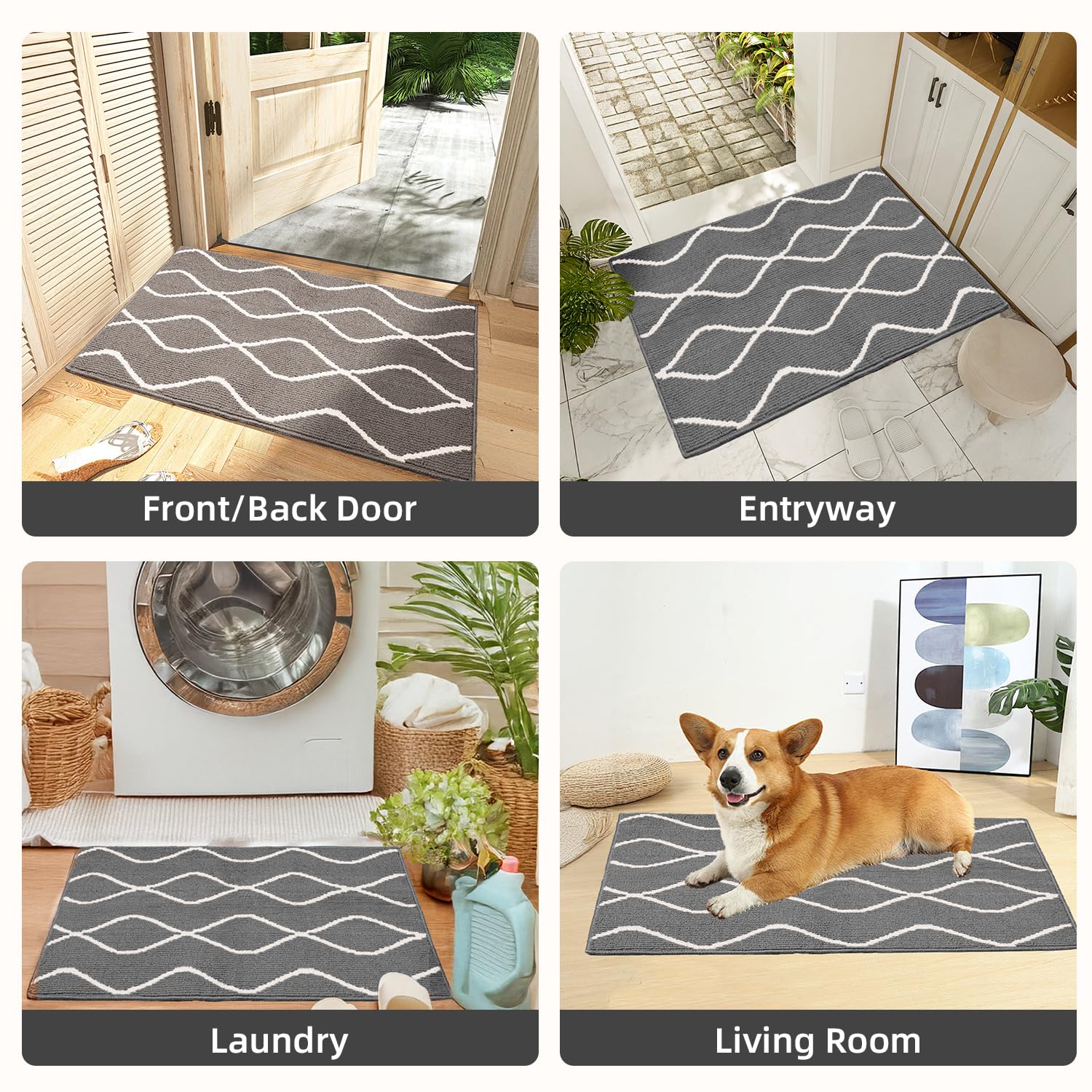 LWYYQB Mud Mats for Dogs Large, Dirt Trapper Mud Mats for Dogs Indoor Entrance for Food and Water Non-Slip Dog Bed Machine Washa