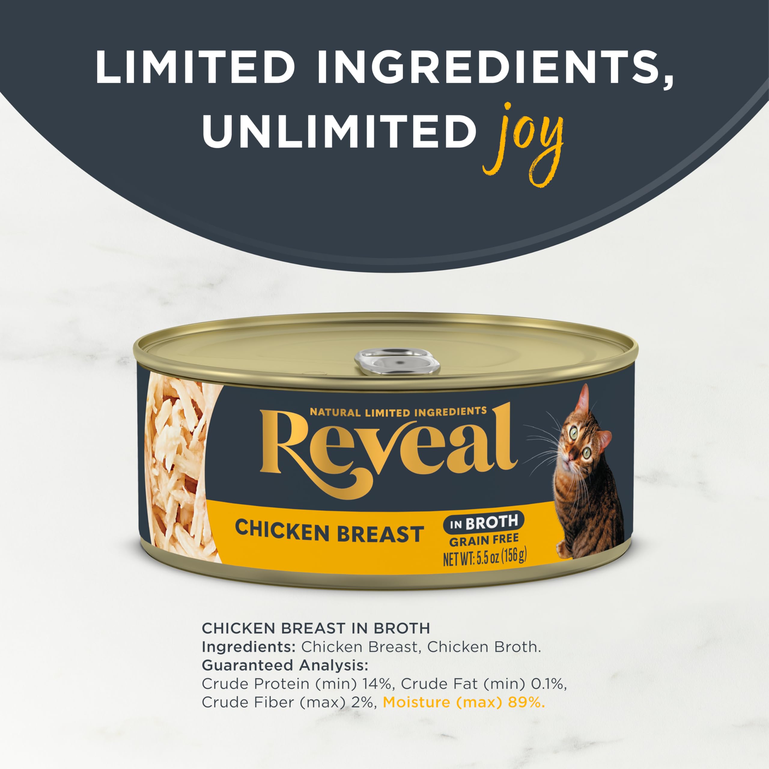 Reveal Wet Canned Cat Food, Grain Free, High Protein, Chicken Breast in Broth, 5.5 oz (Pack of 12)