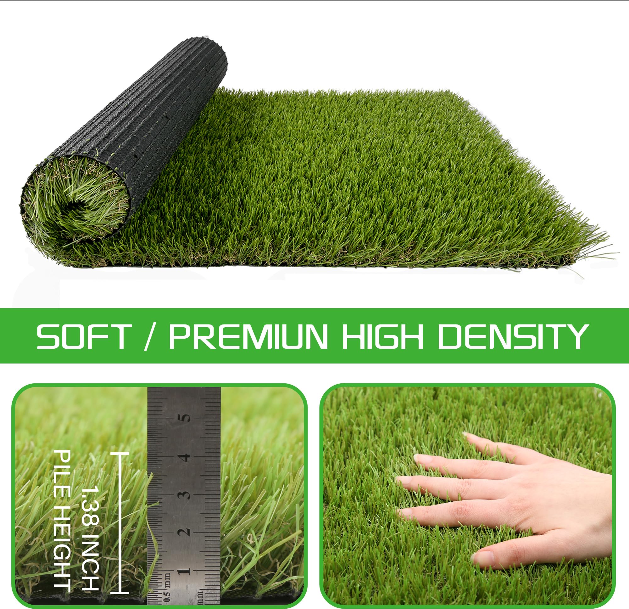 Lgr Shine Artificial Grass Turf For Dogs 3 Ft X 5 Ft,1.38 Inch Fake Grass Pee Pad For Puppy Potty Training,Faux Pet Grass Rug Fo