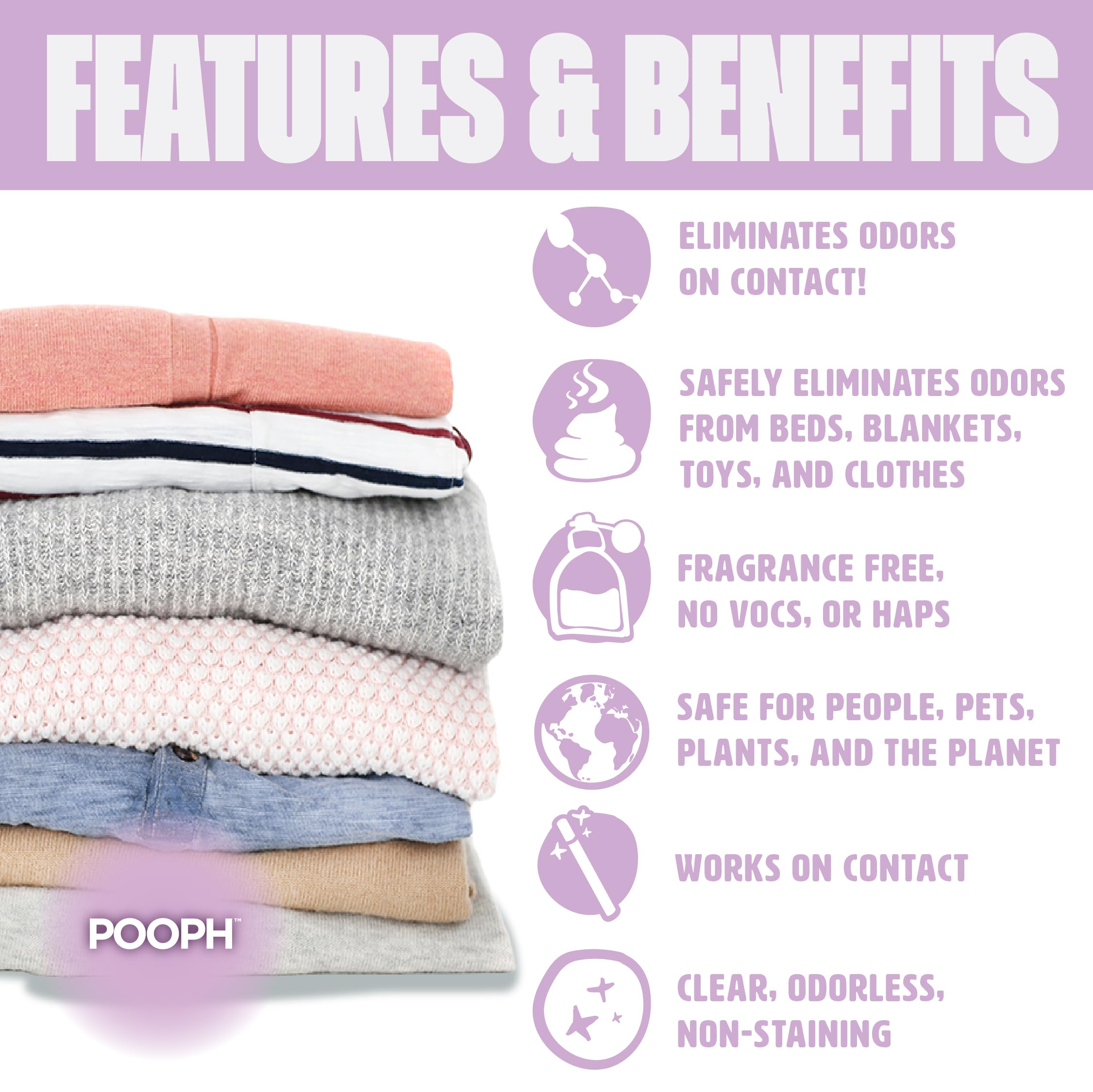 Pooph Pet Odor Eliminator & Pooph Laundry Additive - 2-32Oz Bottles - Dismantles Odors On A Molecular Basis, Dogs, Cats, Freshener, Eliminator, Urine, Poop, Pee, Deodorizer, Puppy, Fresh, Clean