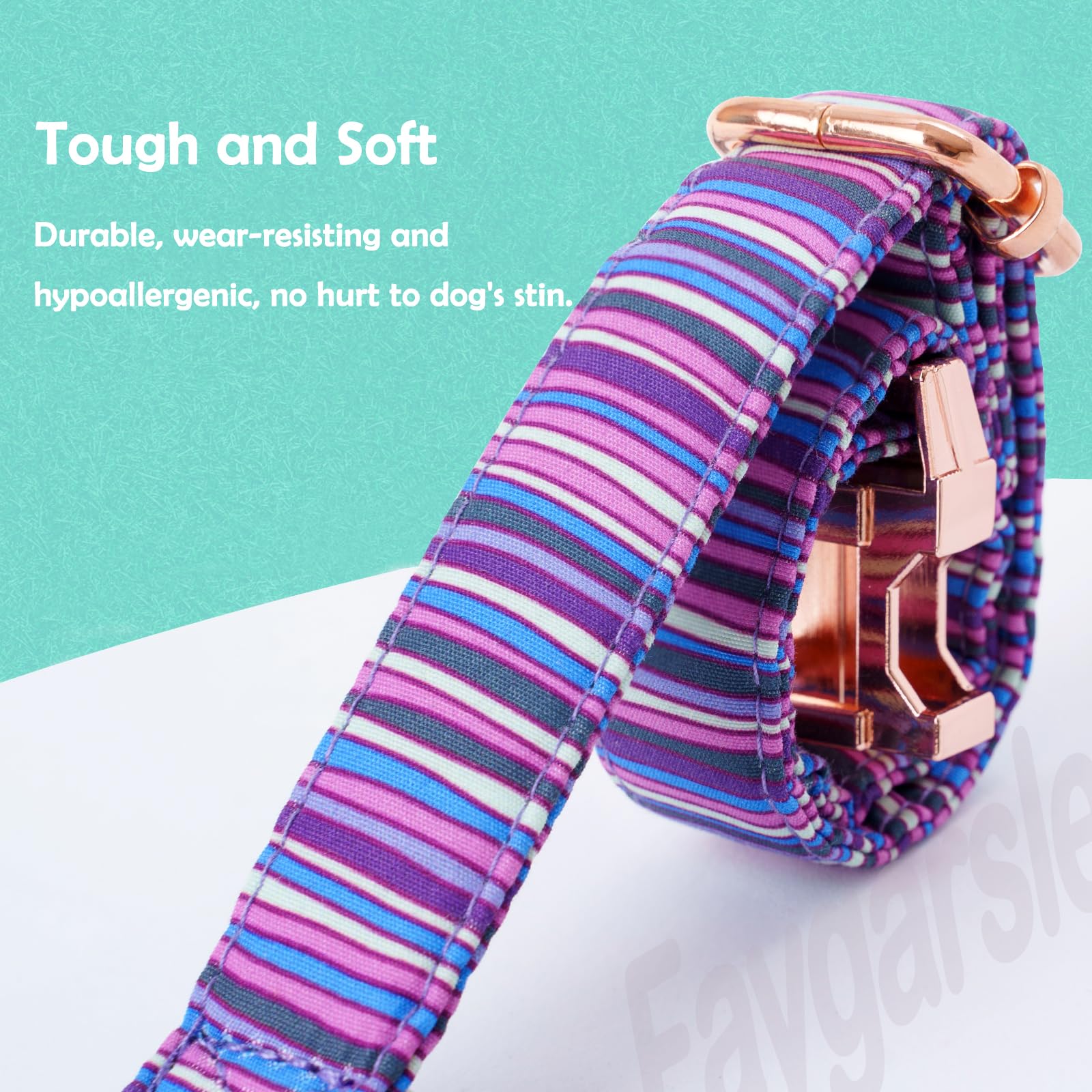 Faygarsle Colorful Striped Pattern Dog Collar For Small Medium Large Dogs Cute Puppy Collars For Female Dogs For Summer Spring W