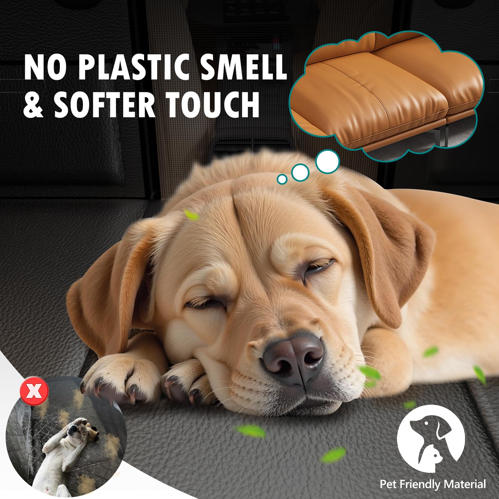 Back Seat Extender For Dogs Upgraded Anti-Scratch Pu Leather, Hard Bottom Dog Car Seat Cover For Back Seat, Backseat Extender Fo