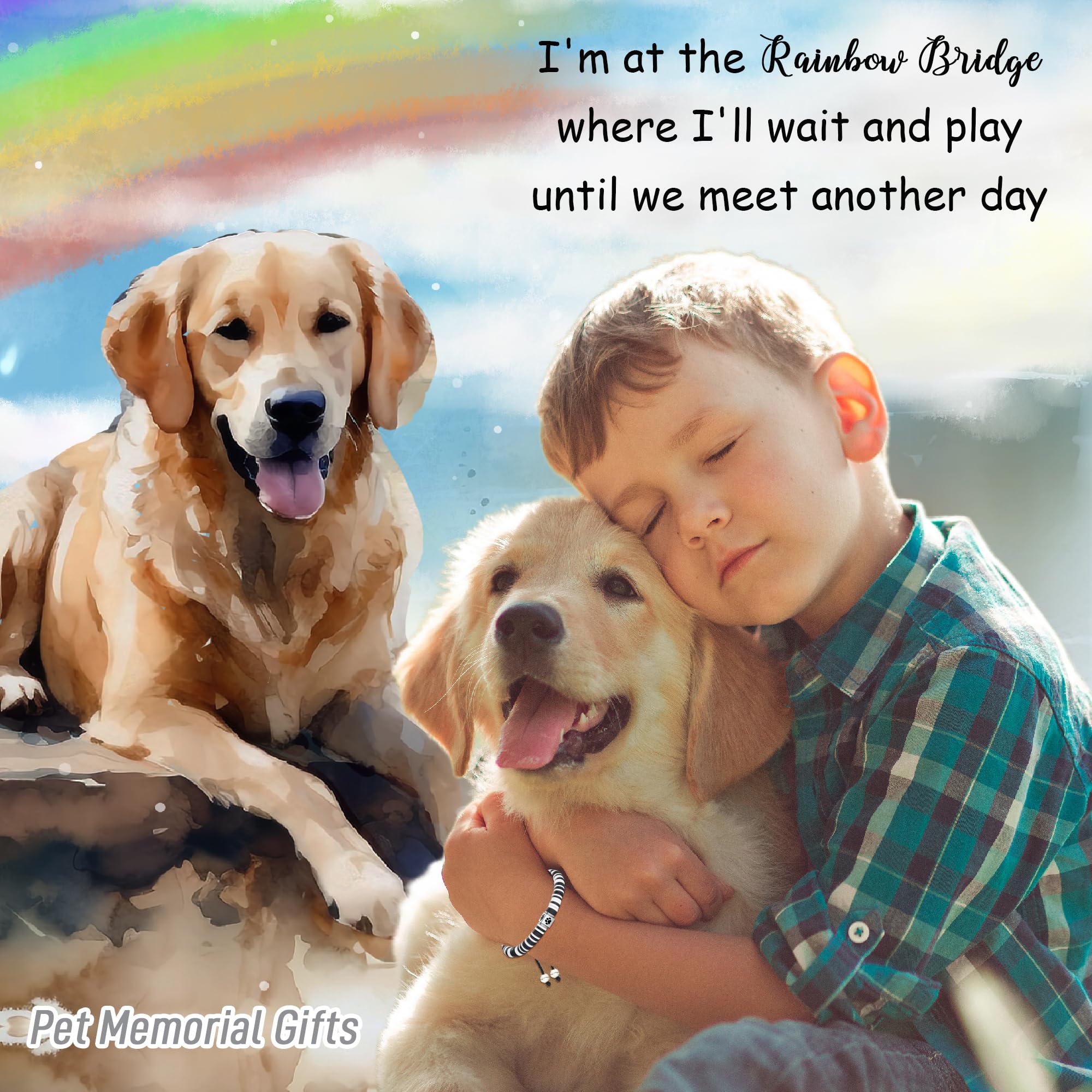 TONY & SANDY Pet Memorial Gifts for Dogs, Loss of Dog Memorial Gifts, Pet Sympathy Memorial Bracelet for Boys Girls Who Loss of