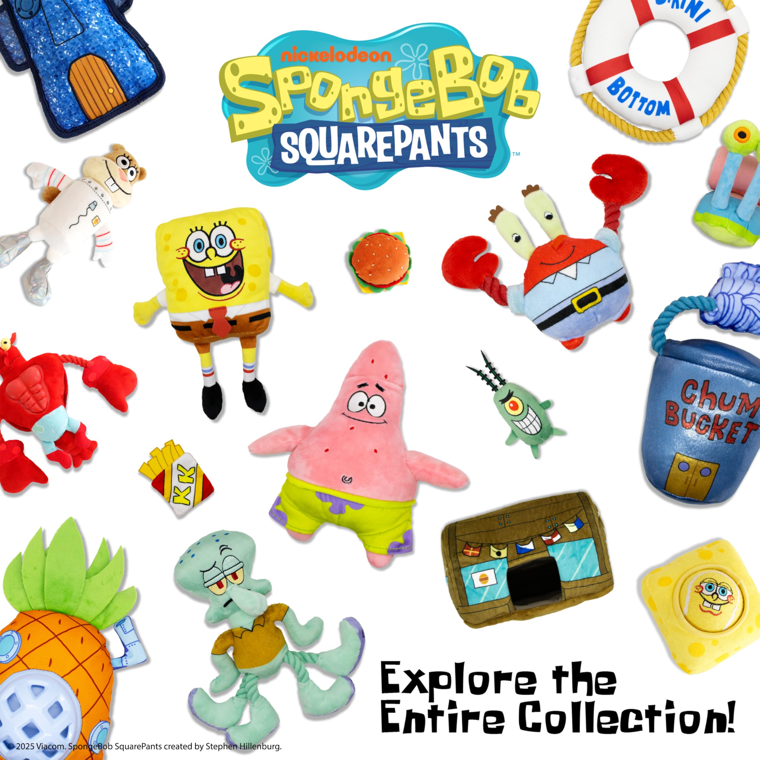 Design Lab, Inc. Spongebob Squarepants Official Merchandise | Squeaky Plush Dog Toys | 2-Pack Squidward & Tiki Dog Toys With Squ