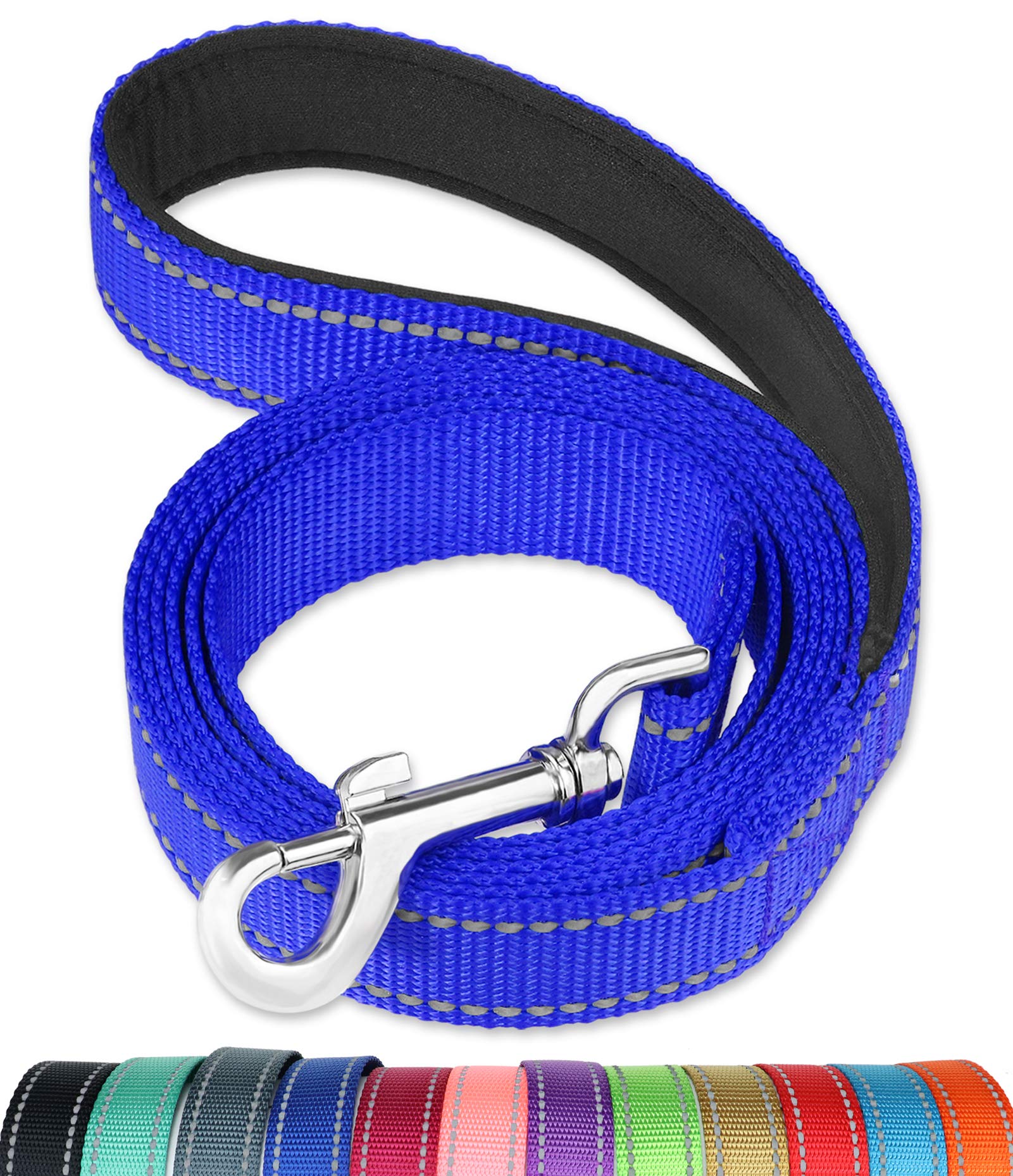 Funtags 4Ft Reflective Dog Leash With Soft Padded Handle For Training,Walking Lead For Large & Medium Dog,1 Inch Wide,Royal Blue