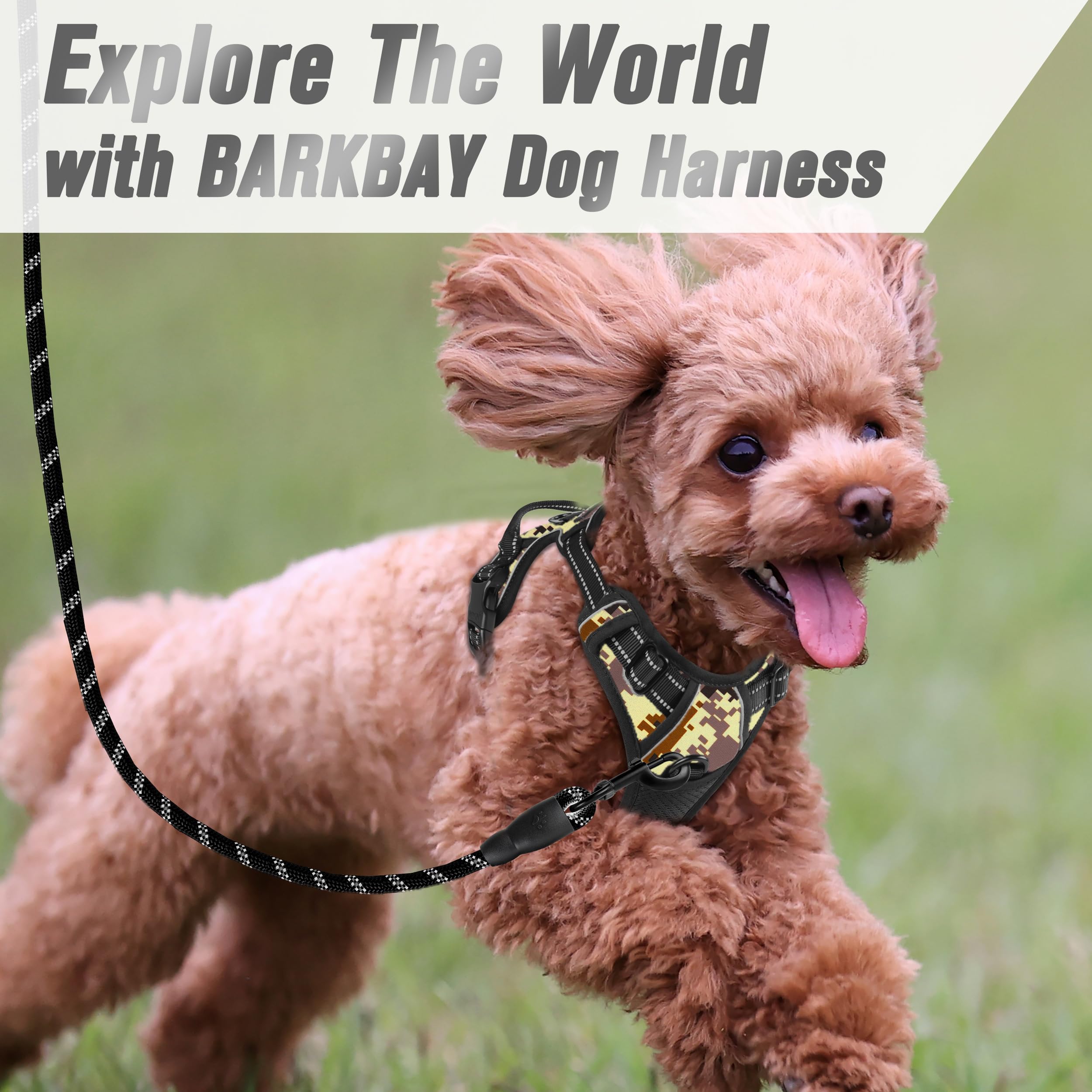 BARKBAY No Pull Dog Harness Front Clip Heavy Duty Reflective Easy Control Handle for Large Dog Walking(Desert camo,XS)