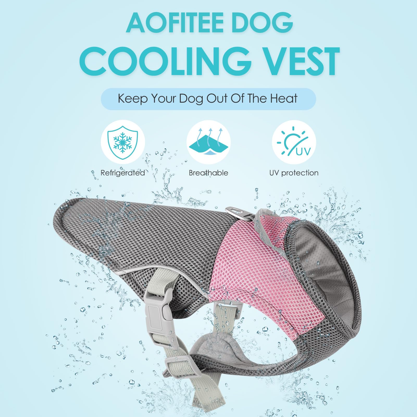 Aofitee Dog Cooling Vest Large, Cooling Jacket For Dogs, Breathable Cooler Dog Shirt With Harness D-Ring, Lightweight Dogs Coole
