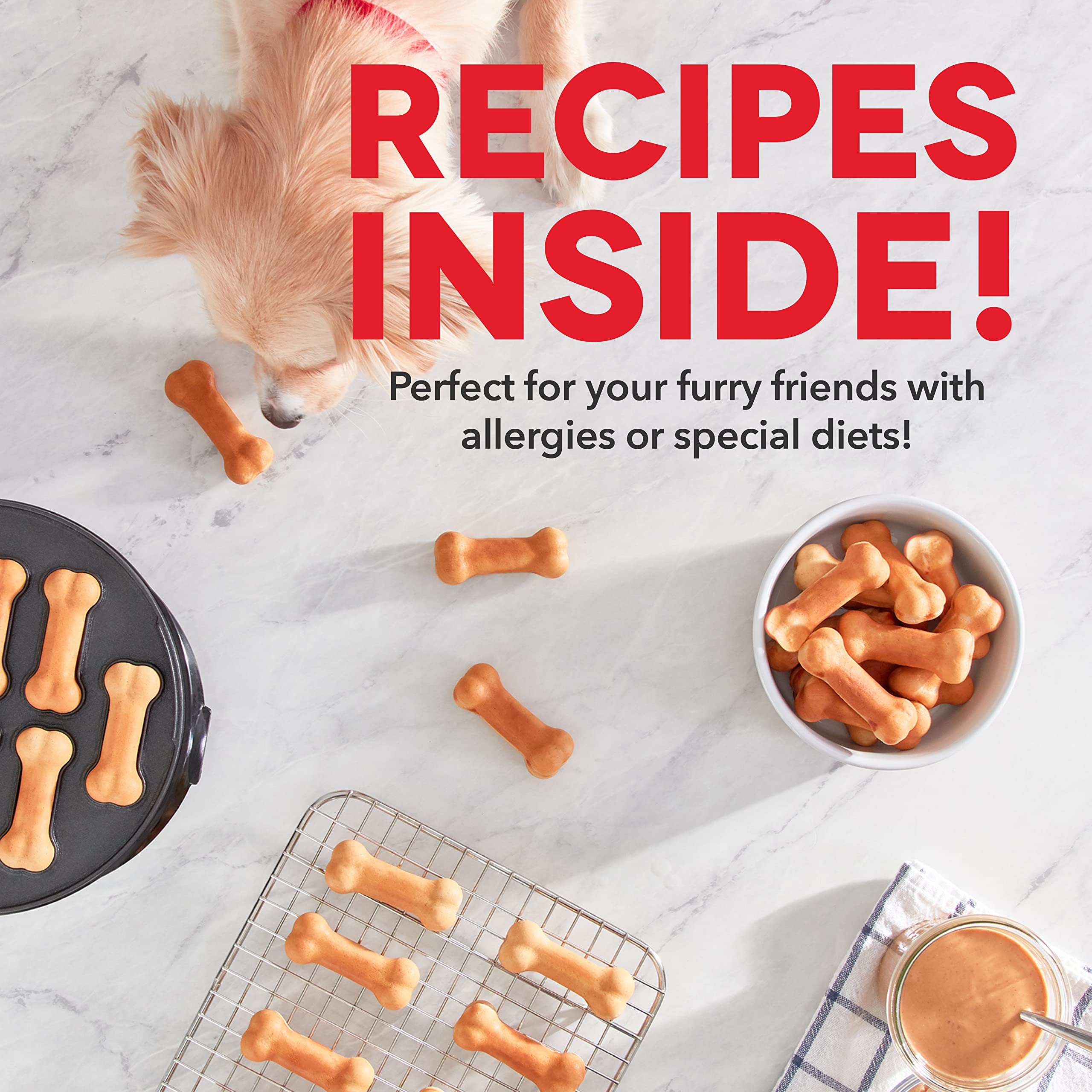 DASH Dog Treat Maker - Non-Stick, Makes 8 Homemade Snacks - White, Model DDTM008GBWP04