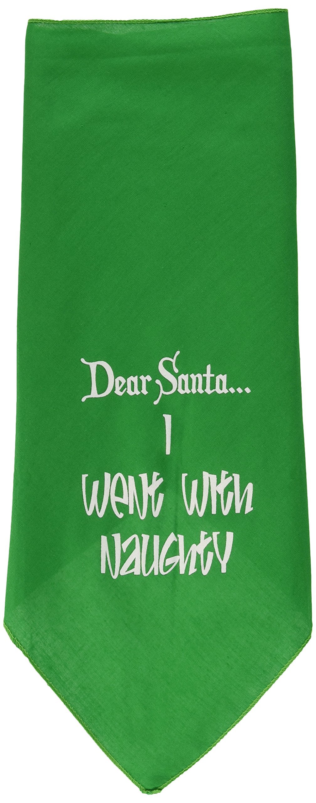 Christmas Pet and Dog Bandana Screen Printed, &quot;Dear Santa... I Went With Naughty&quot; Bright Pink Large