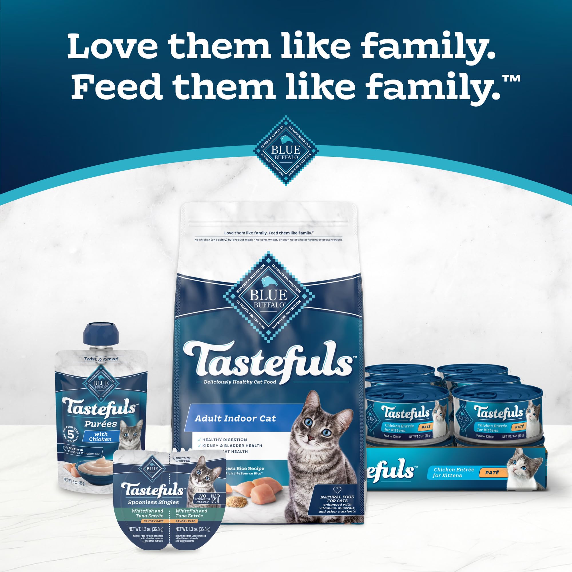 Blue Buffalo Tastefuls Spoonless Singles Variety Pack, Wet Cat Food Pat  , 2.6-oz. Twin-Pack Trays, Whitefish/Tuna & Salmon Entr