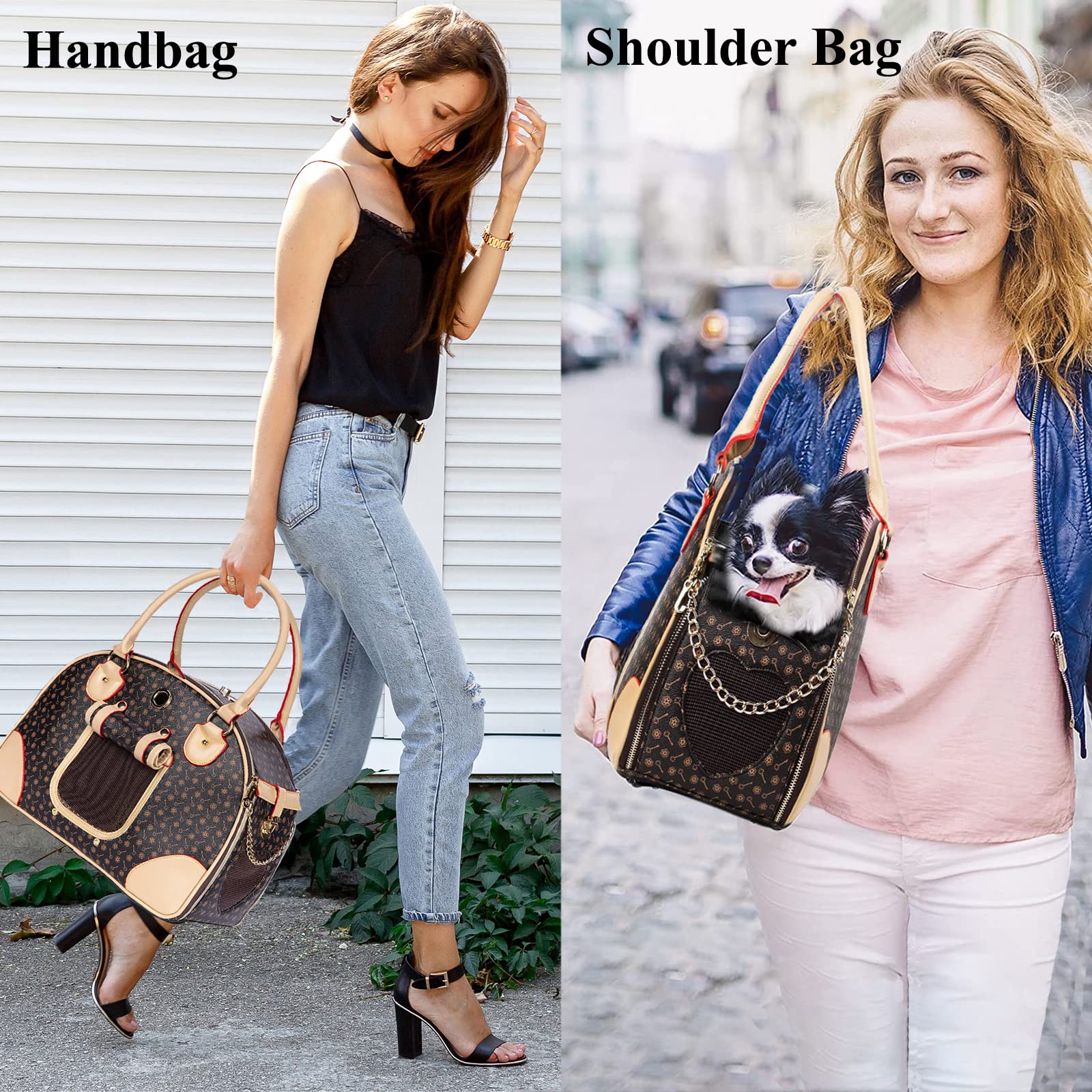 Adriene'S Choice Luxury Pet Carrier, Puppy Small Dog Carrier, Cat Carrier Bag, Waterproof Premium Pu Leather Carrying Handbag Fo