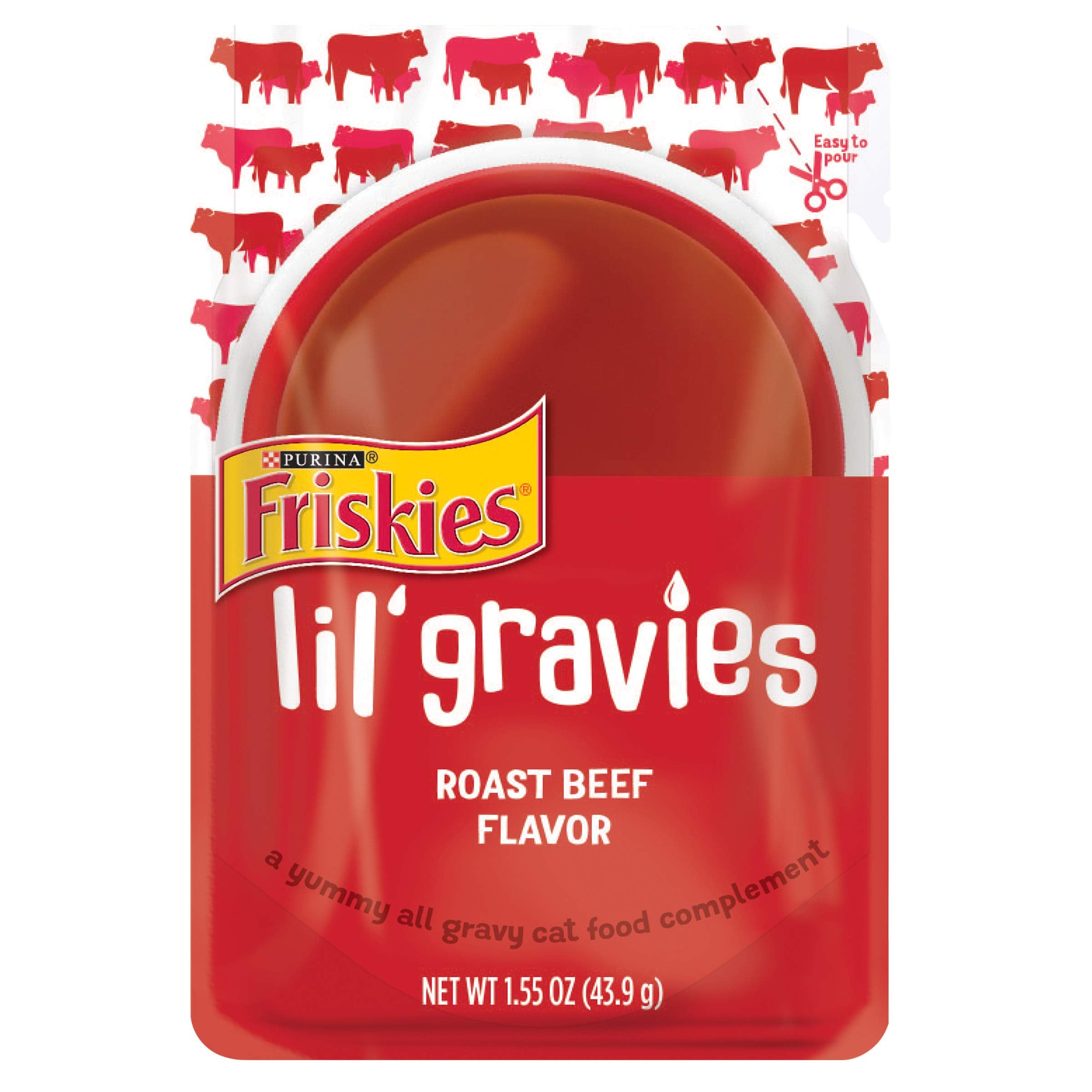 Purina Friskies Lil  Gravies Roast Beef Flavor Cat Food Complement Lickable Cat Treats - (Pack of 16) 1.55 oz. Pouches