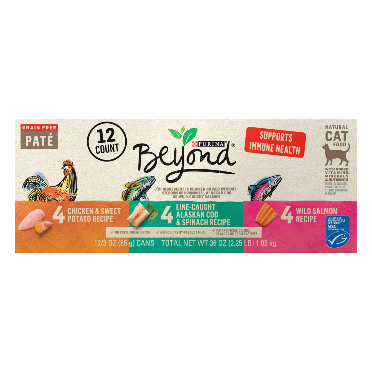 Purina Beyond Grain Free, Natural Pate Wet Cat Food, Grain Free Pate Variety Pack - (2 Packs Of 12) 3 Oz. Cans