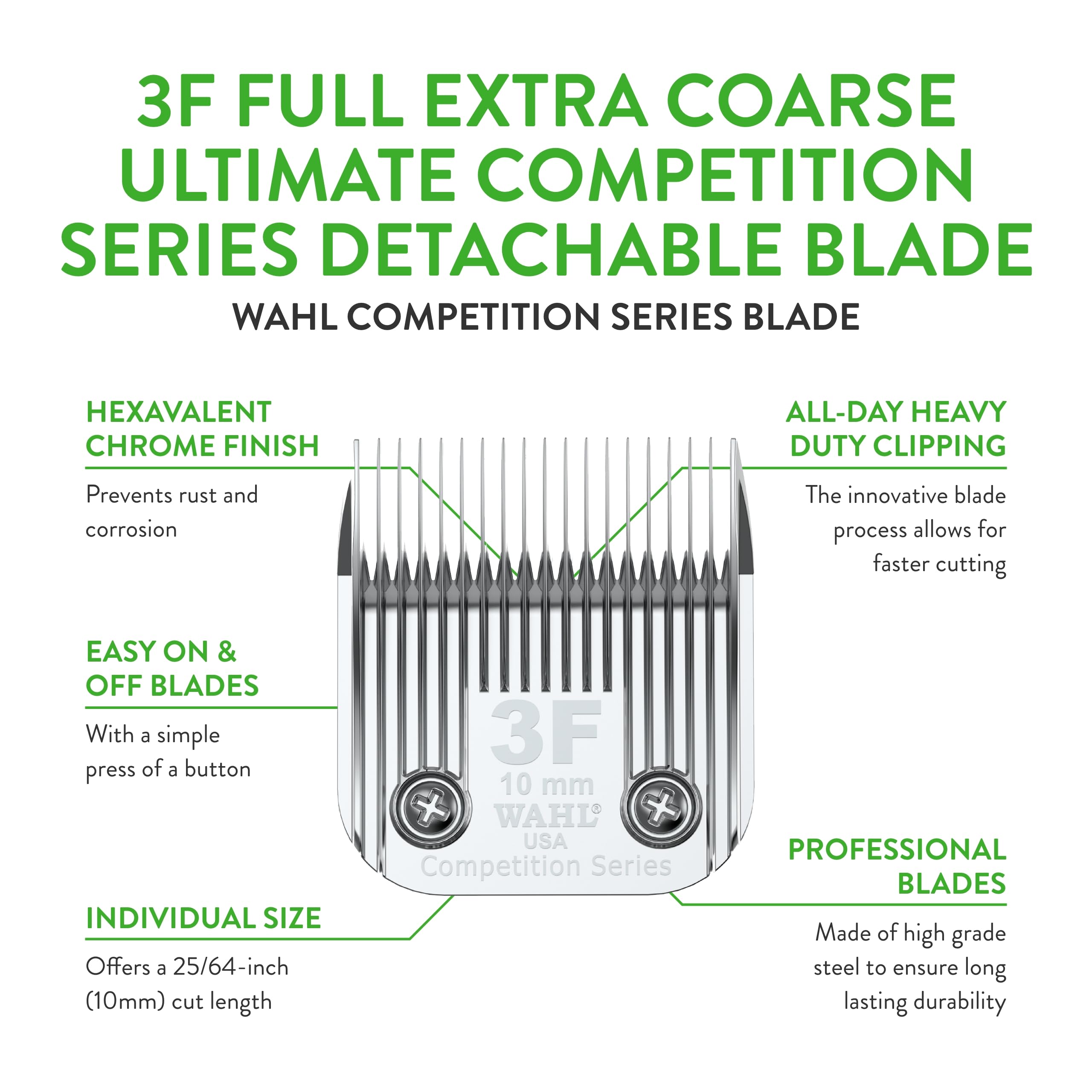 Wahl Professional Animal 3F Detachable Blade, 25/64-Inch Cut Length, Full Extra Coarse, Silver