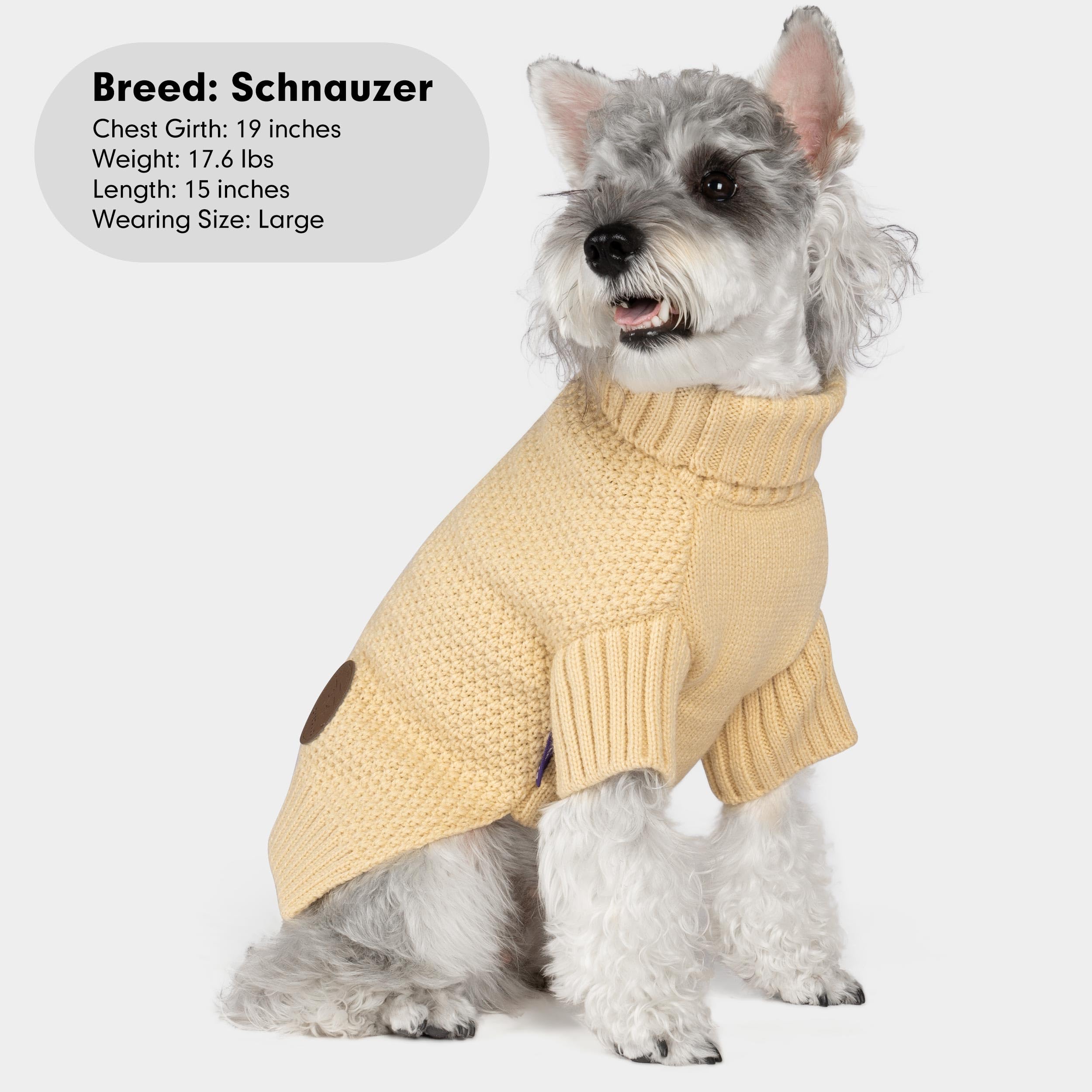 cyeollo Dog Sweater Knitwear with Leash Hole Turtleneck Pullover Sweaters Fall Winter Dog Clothes Sweaters for Large Dogs, Beige