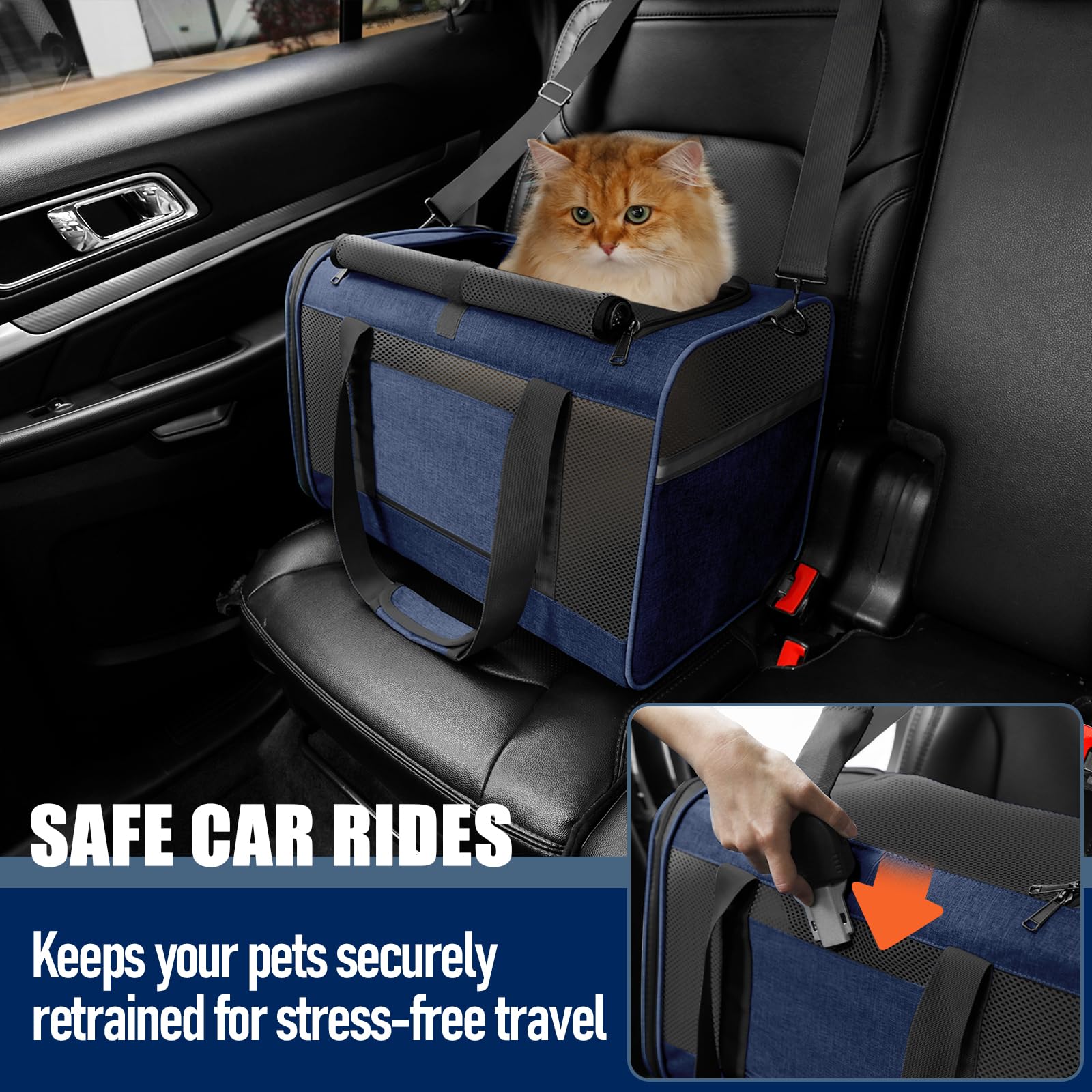 Gapzer Dog Carrier Soft/Cat Crates Large Cat 20 To 25 Pounds/Softsided Pet Car Travel Carry Bag 15 Pound Puppy/Top Open Transpor