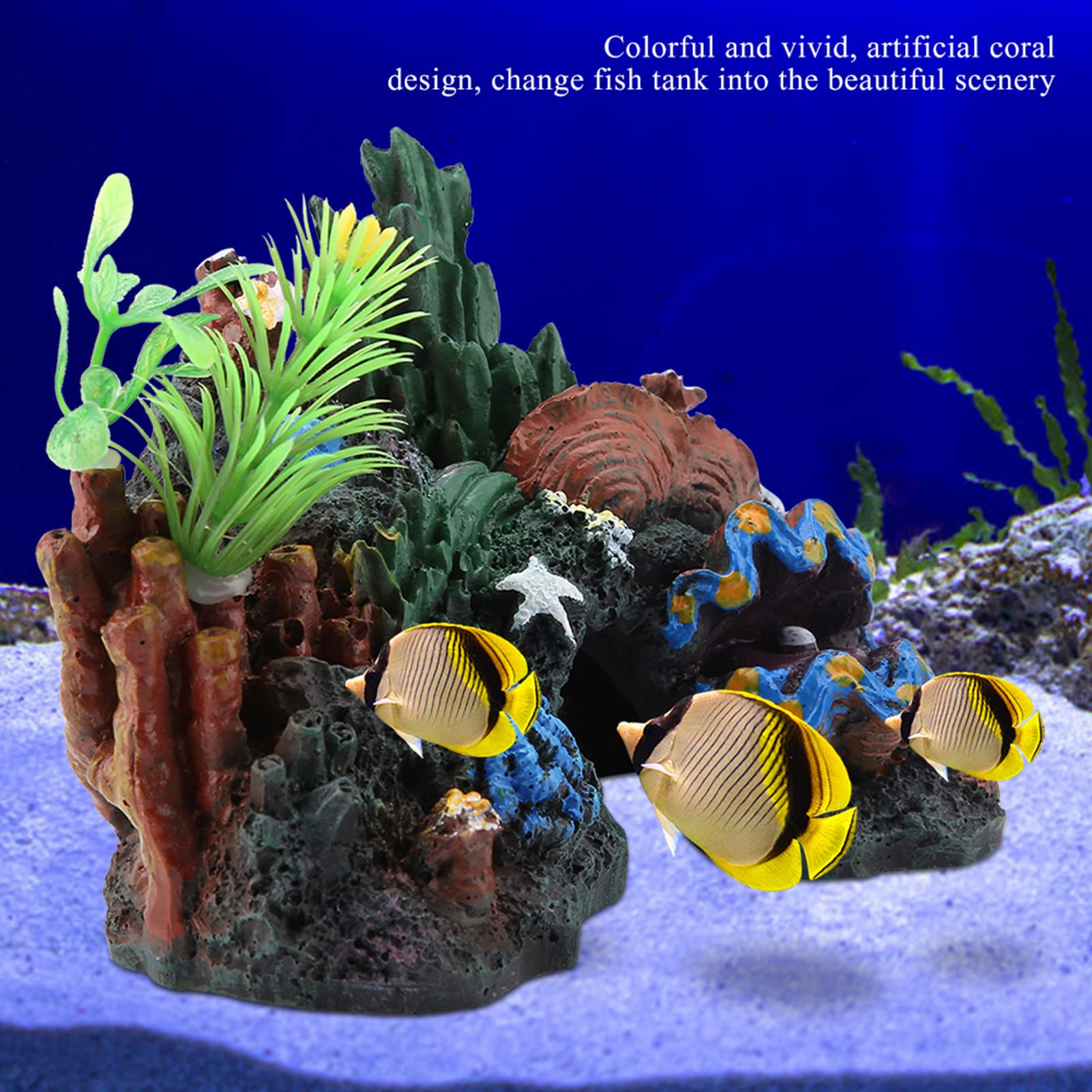 Zerodis Colorful Artificial Sea Coral Reef Ornament Resin Cave Decoration Aquatic Miniatures Landscape for Fish Aquarium Theme R