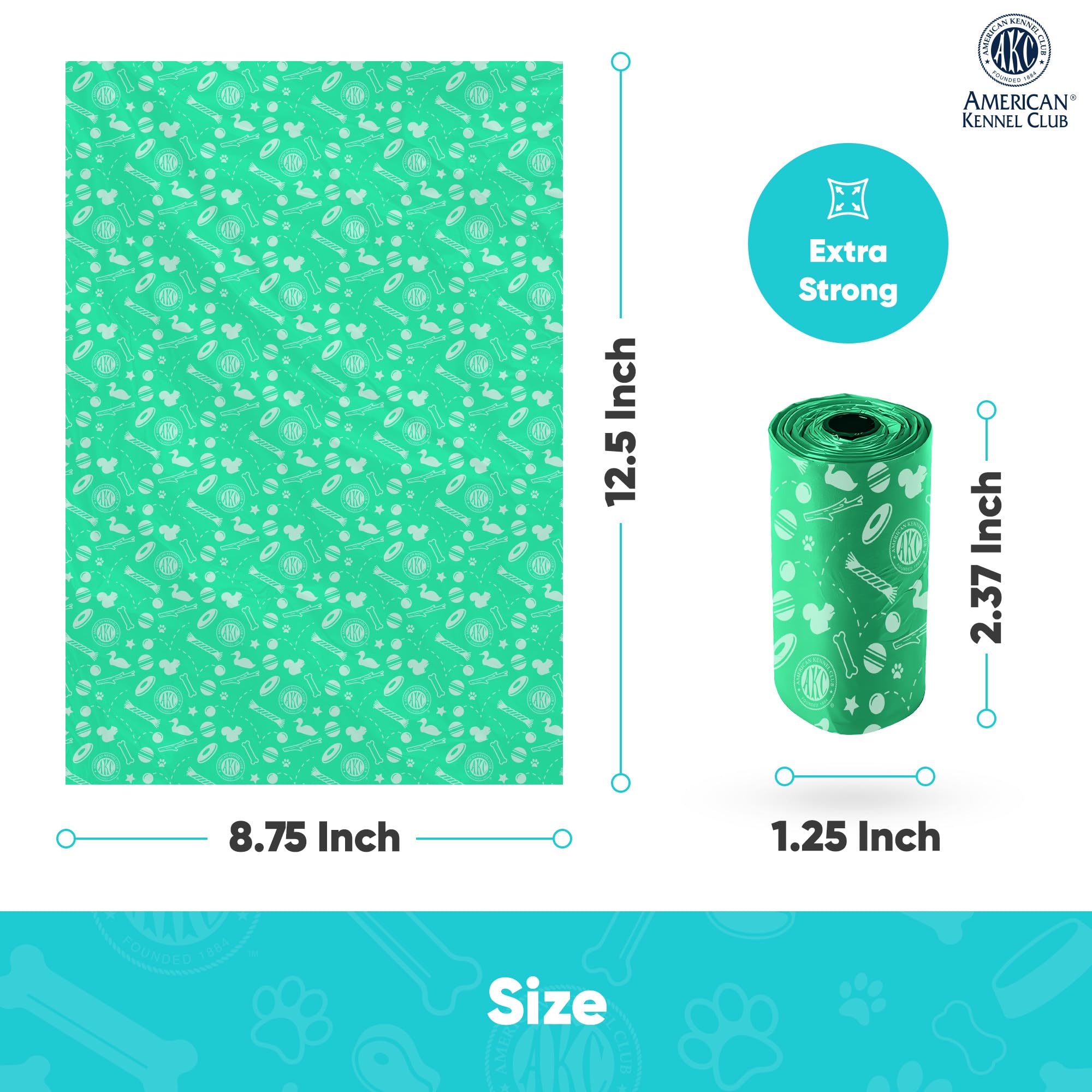 Akc Dog Poop Bags - Leak Proof Pet Waste Bags - 16 Refill Rolls - Lavender Scent - 240 Count (Toy Print)