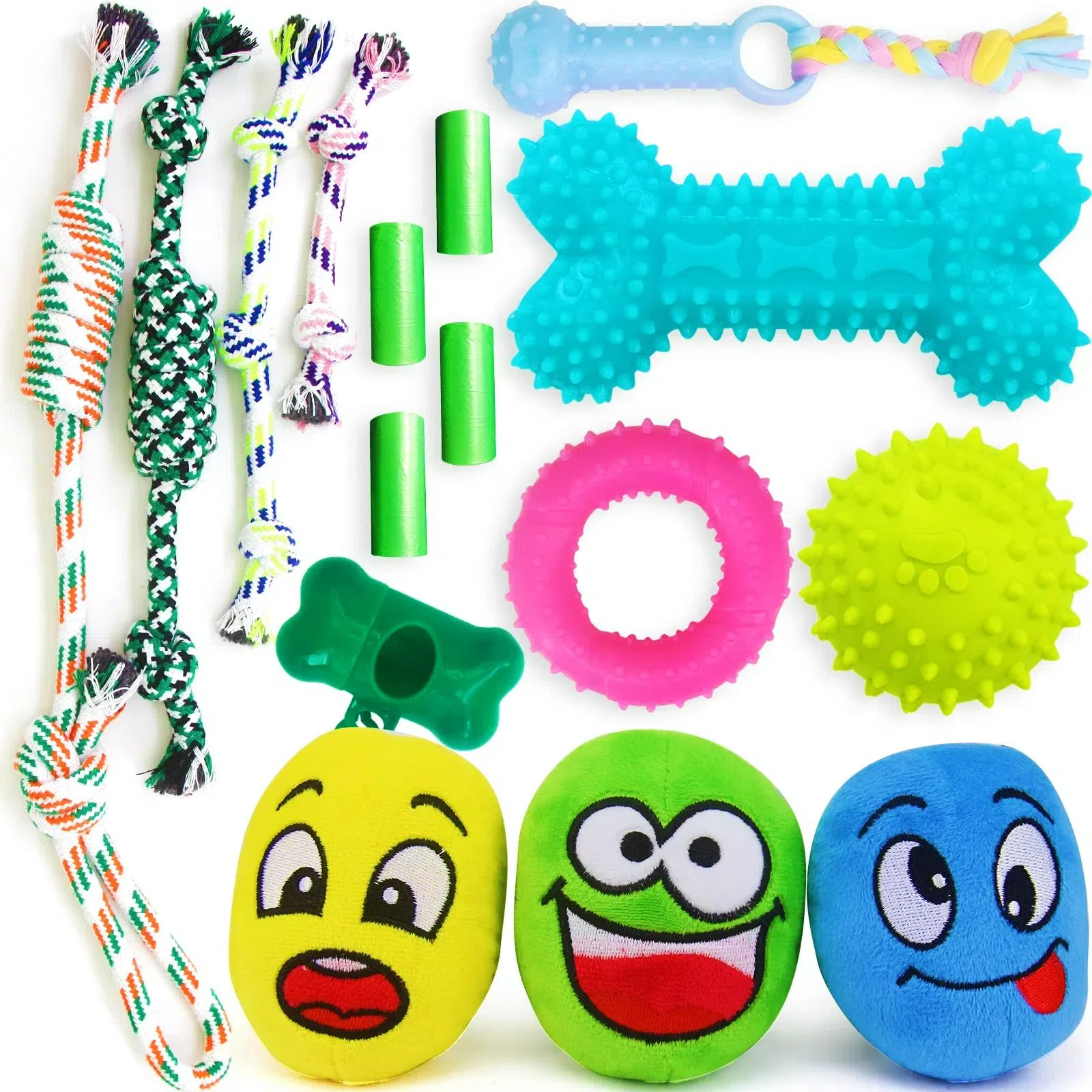 Puppy Chew Toys For Teeth Cleen & Gum Massage, 16 Pack Puppy Teething Toys For 0-6 Months, Soft Plush, Ball And More Rope Intera