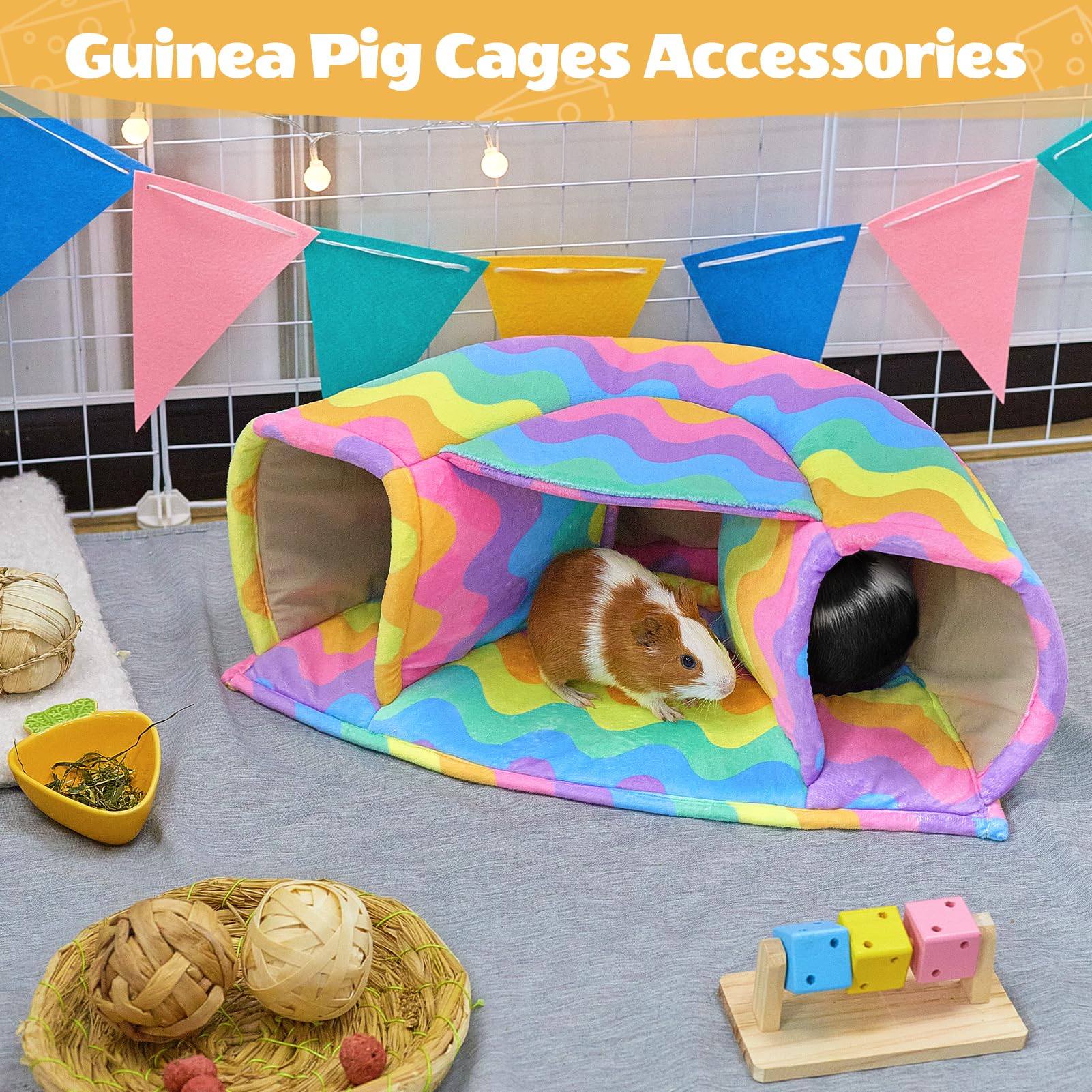 Unicorn Catcher Guinea Pig Hideout Large Guinea Pig Bed Cozy Guinea Pig House Warm Guinea Pig Tunnel Washable Guinea Pig Accessories For Small Pet Hamster/Chinchilla/Bunny