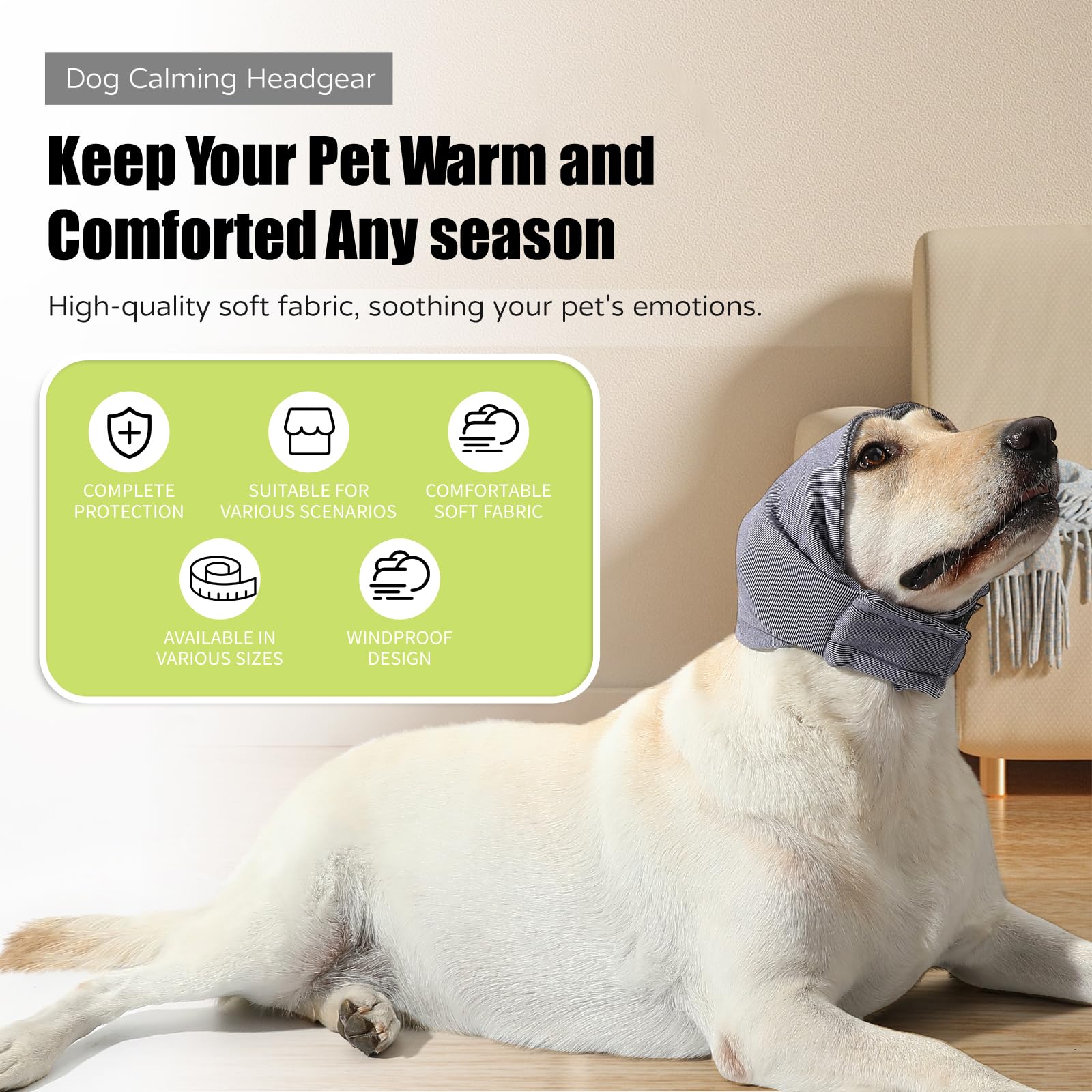Kercynar Dog Reducing Noise Hoodies - Dog Ear Covers for Bath, Thunderstorms & Anxiety Relief - Warm, Windproof Ear Cover Hat