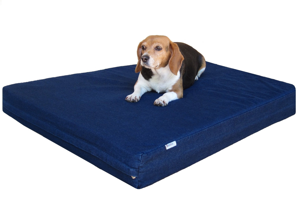 Dogbed4Less Medium Large Orthopedic Heavy Duty Gel Infused Memory Foam Pet Bed, Waterproof Liner, Denim In Blue