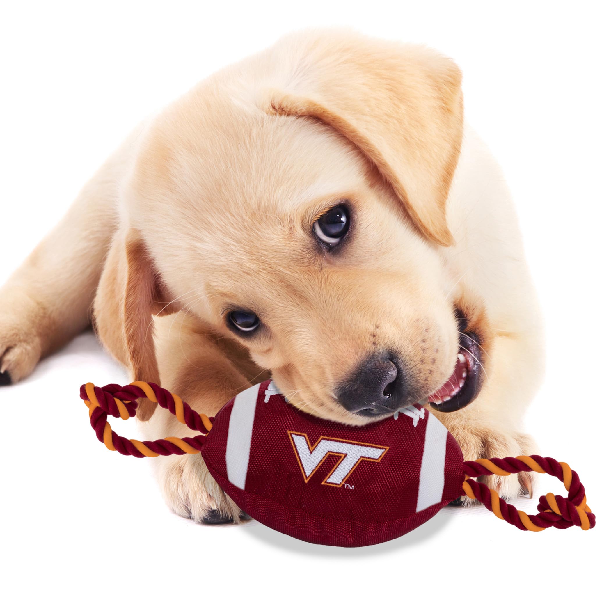 Pets First NCAA Virginia TECH Hokies Football Dog Toy, Tough Quality Nylon Materials, Strong Pull Ropes, Inner Squeaker, Collegi