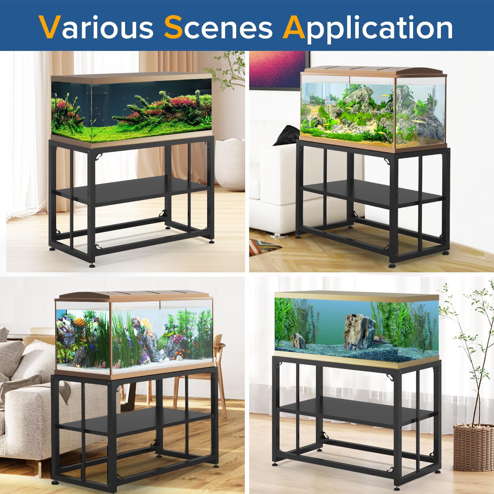 TOCRETOARE Fish Tank Stand 40 Gallon, Metal Aquarium Stand 36.5 L x 18.5 W*29.5   H, Double-Layer Storage Design, Suitable for H