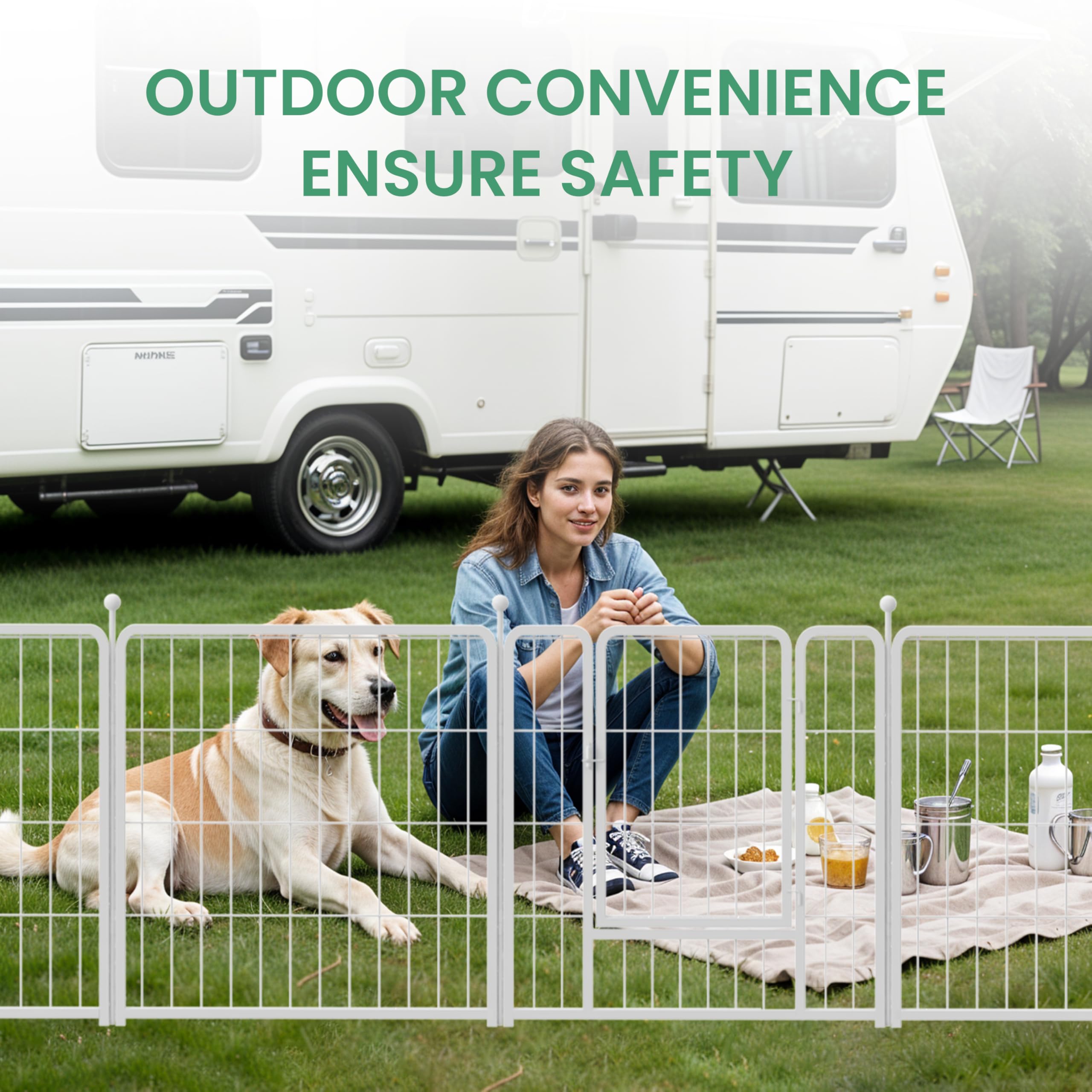 Infinipower Dog Playpen For Camping, Yard, Rv, 24 Inch 8 Panels Play Pen Indoor, Heavy Duty Indoor Outdoor Exercise Dog Pen For