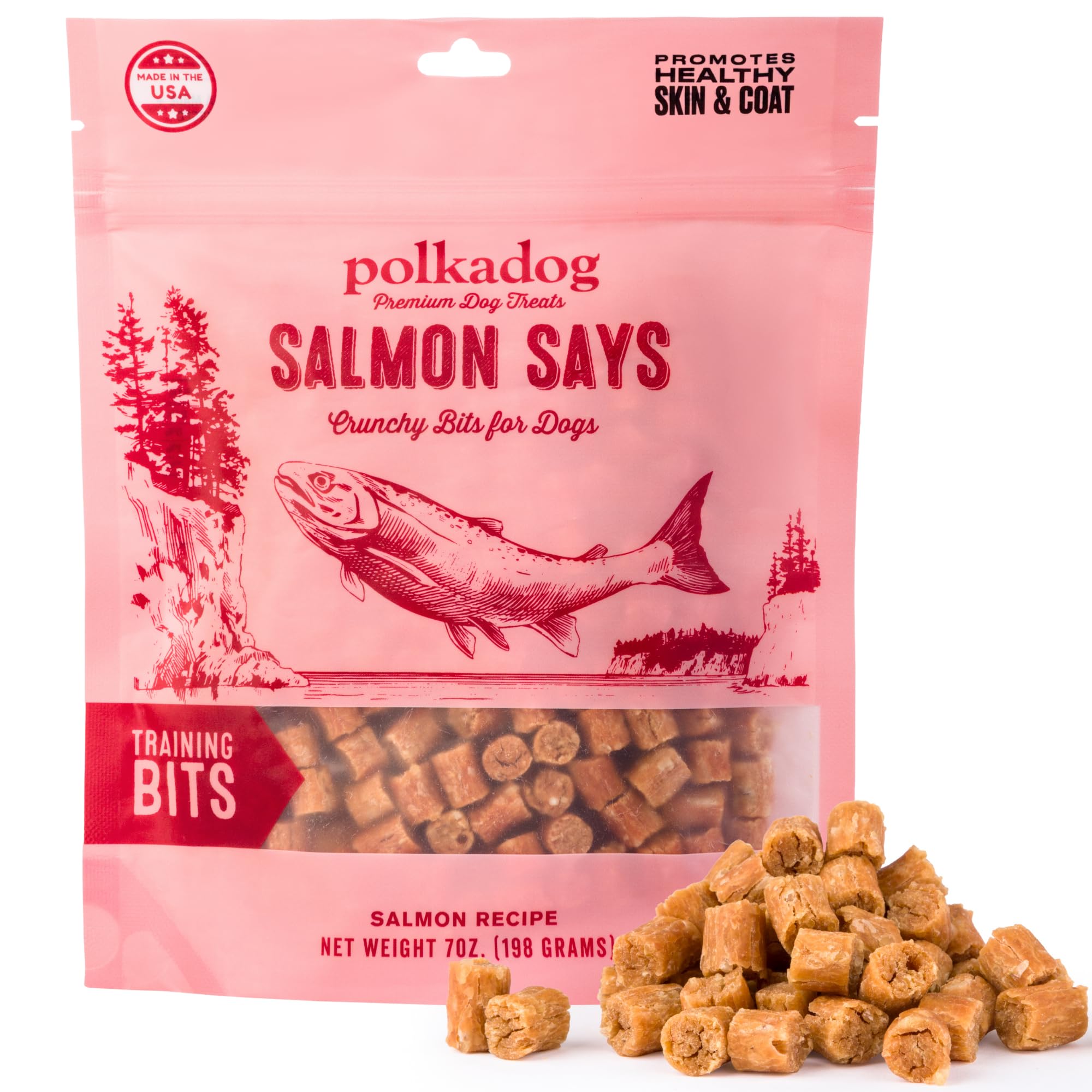 Polkadog Salmon Says Training Bits - Omega-3 Rich, Low Fat Healthy Dog Treat - Digestible, Vitamin & Mineral Packed Dog Snacks -