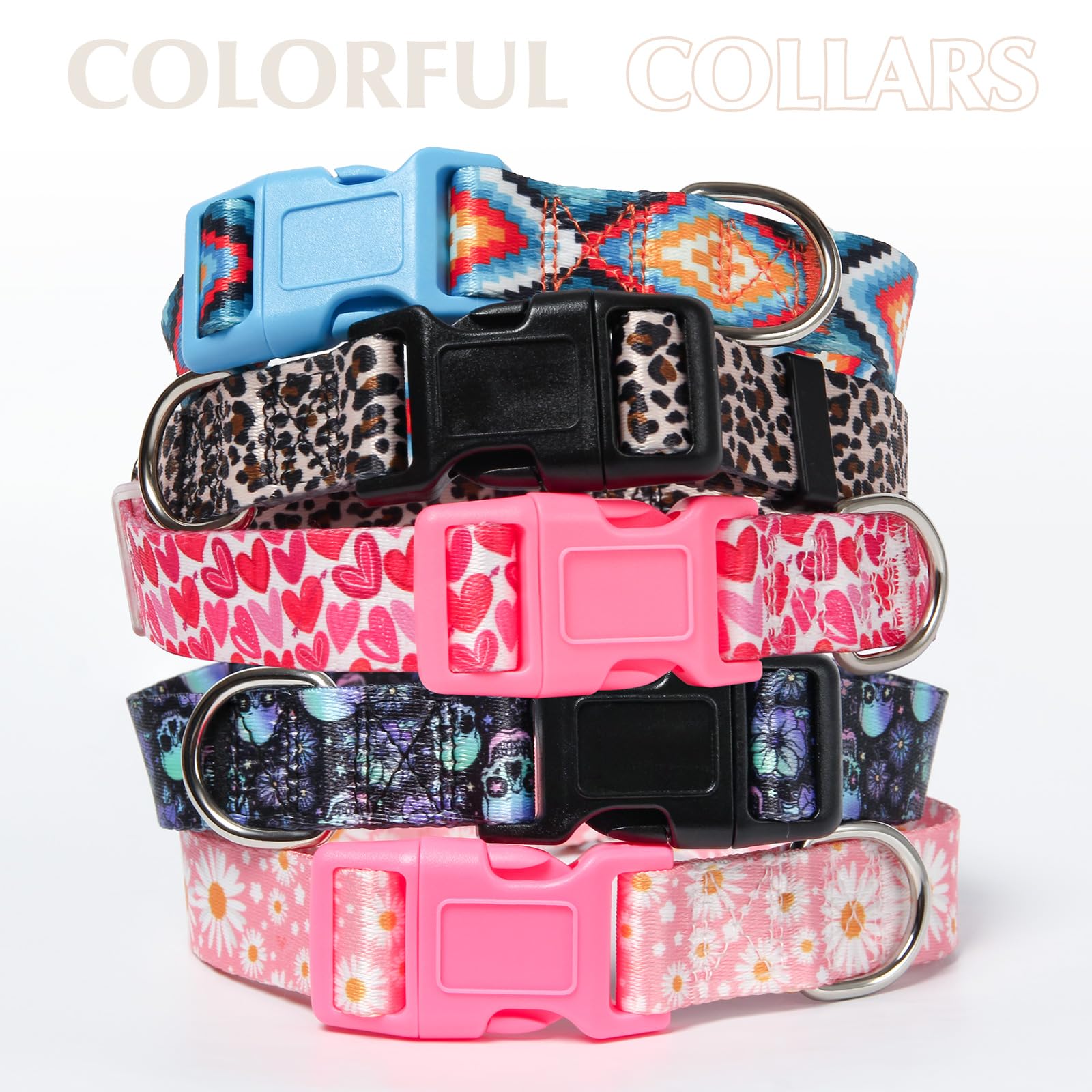 Girl Dog Collars With Daisy Patterns, Cute Pink Dog Collar For Female Dogs, Adjustable Soft Durable Pet Collars For Xs Small Med