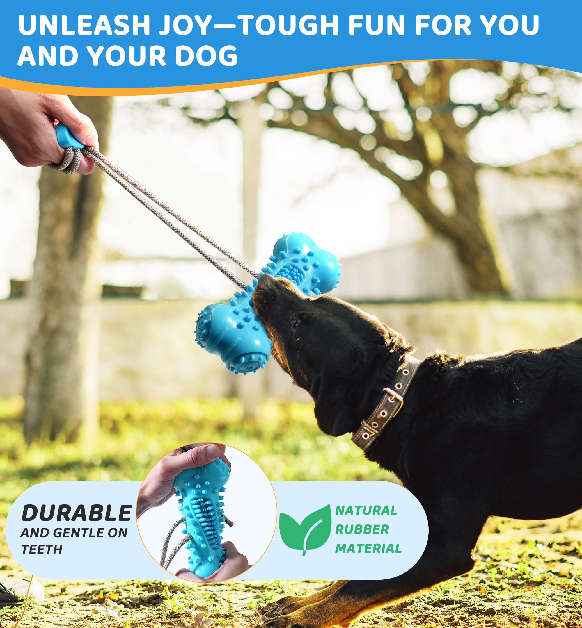 IPTPAS Dog Chew Toy for Aggressive Chewers, Durable Dental Cleaning Treat Toy, Food Dispensing Interactive Toy for Small, Medium