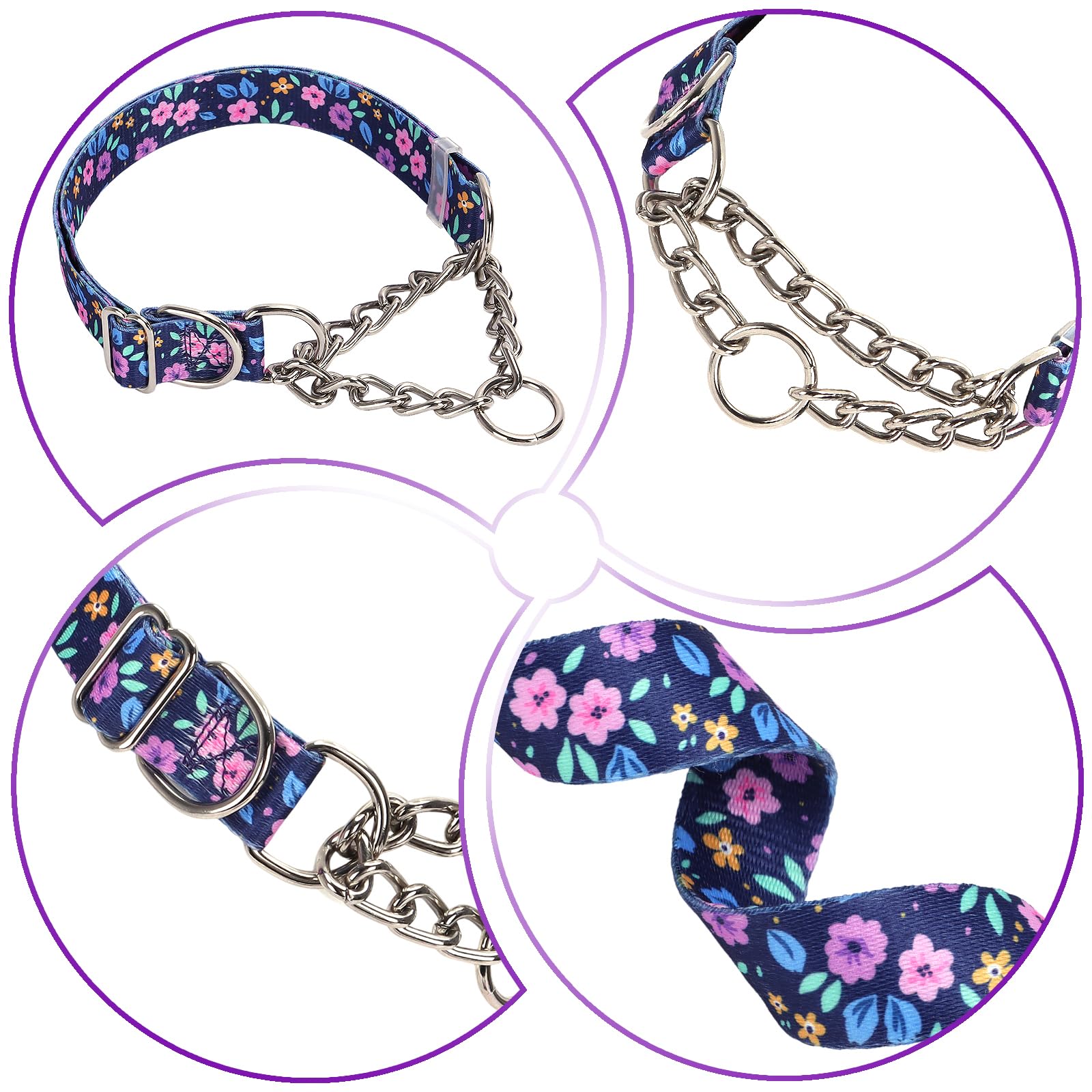 Choker Martingale Collar For Dog, No Pull Slip Chain Collar Training Escape Proof Heavy Duty Dog Collar For Extra Large Medium L