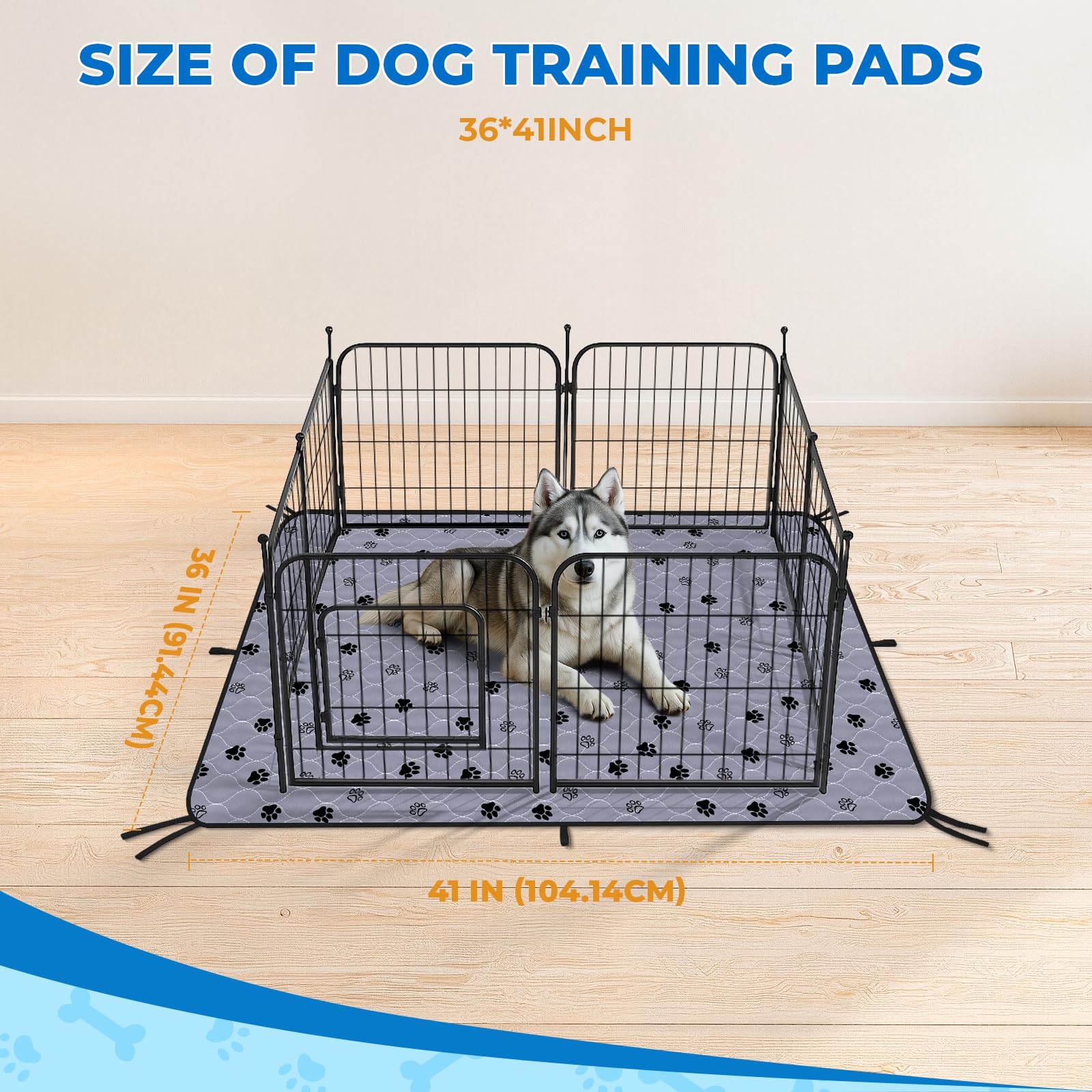 Fostanfly Washable Pee Pads For Dogs, 2 Pack Large 36''X41'' Ultra-Absorbent And Leak-Proof Non-Slip Reusable Potty Training Pad