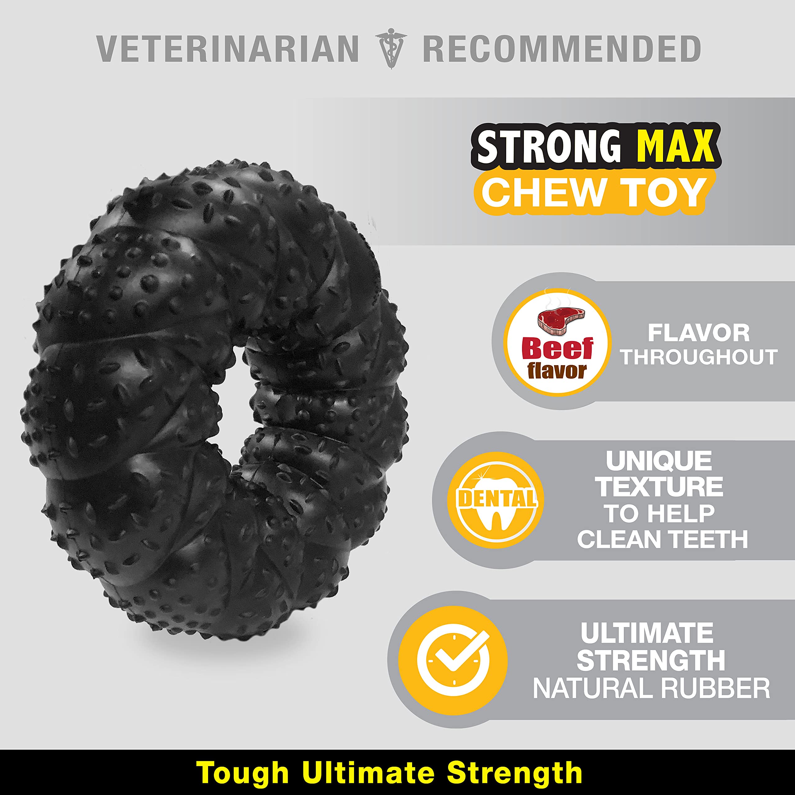 Nylabone Strong Max Braided Dog Ring Chew Toy Max Ring Beef Medium/Wolf (1 Count)