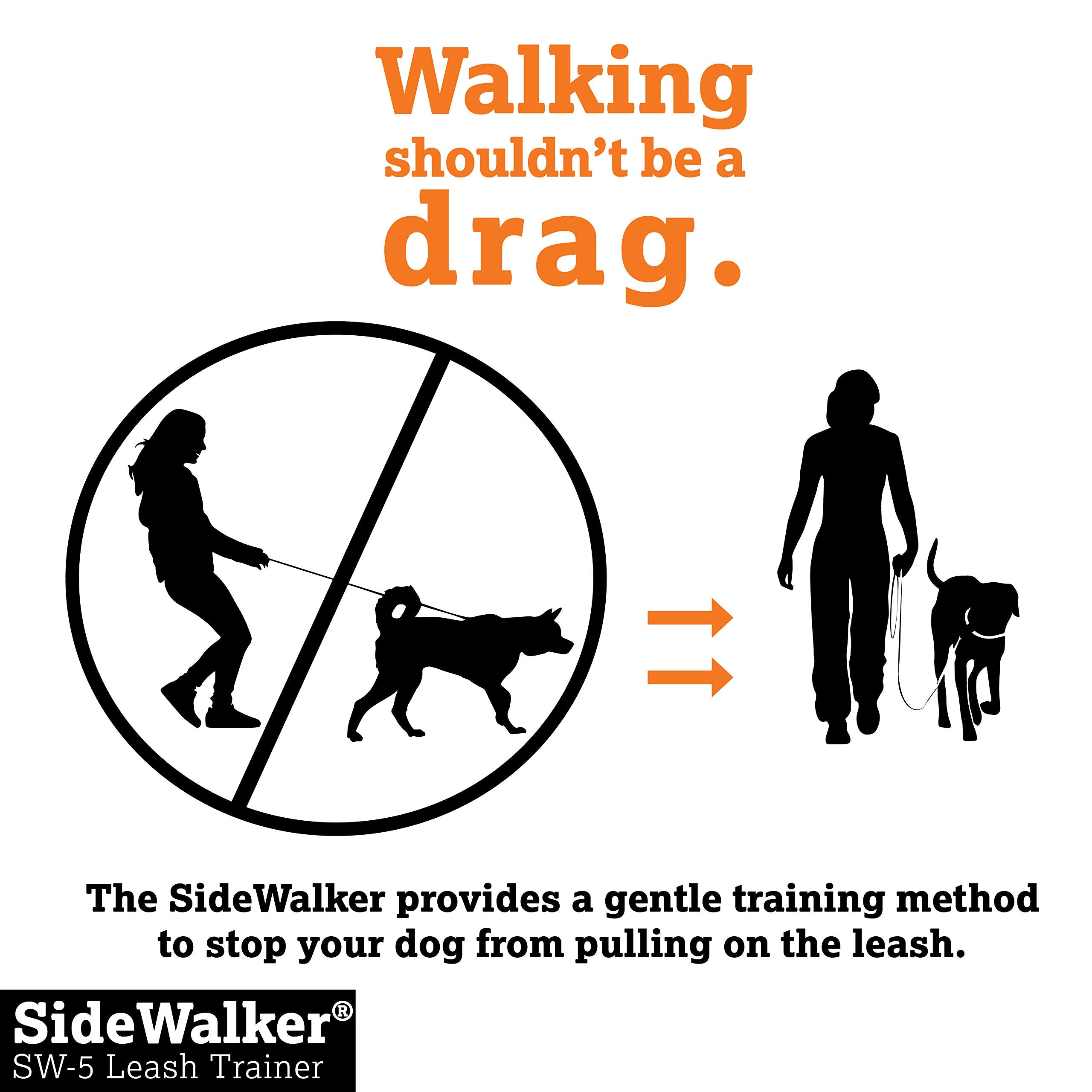 DogWatch SW-5 Black Dog Leash Trainer - No Pull Electronic Collar, 3 Static Levels, Vibration, Rechargeable, Waterproof, All Sizes