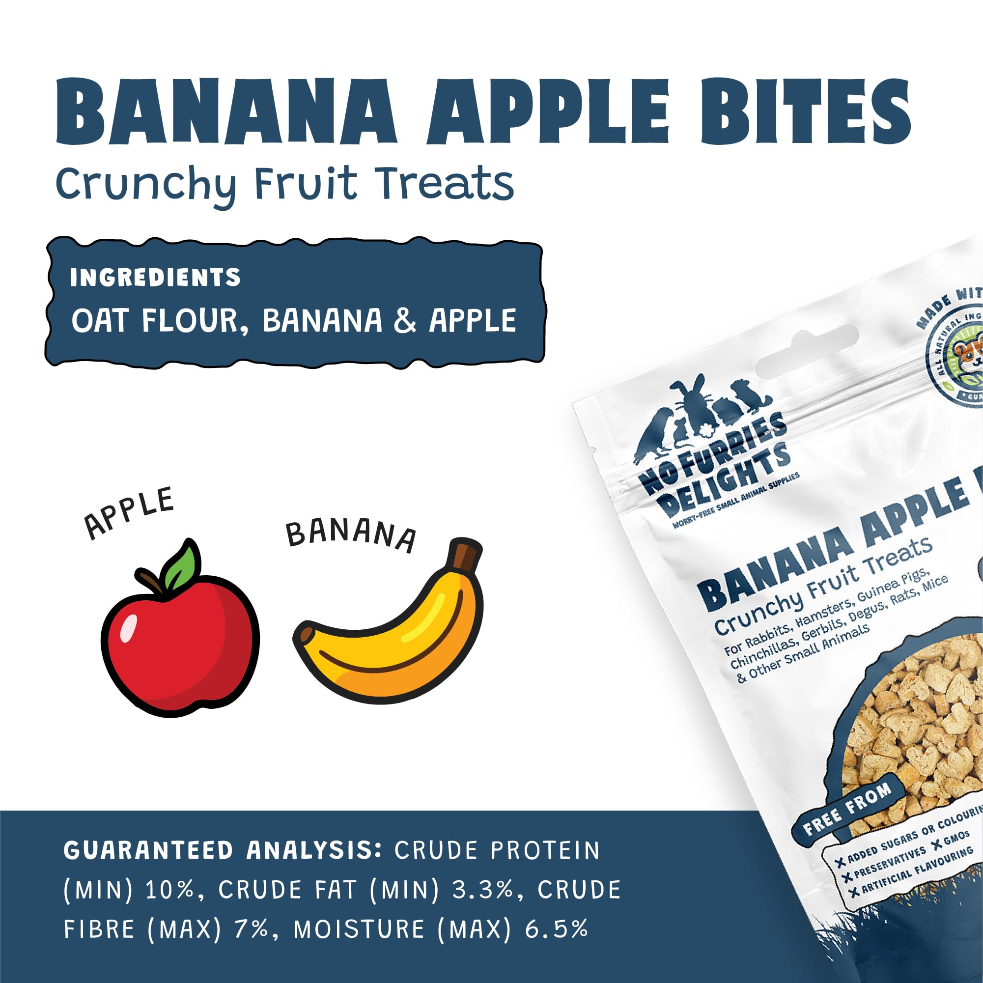 No Furries Delights Treats, 100% All Natural Mini Bites for Rabbit Hamster Guinea Pig Chinchilla Pet Rat Mice Gerbil Bird Health