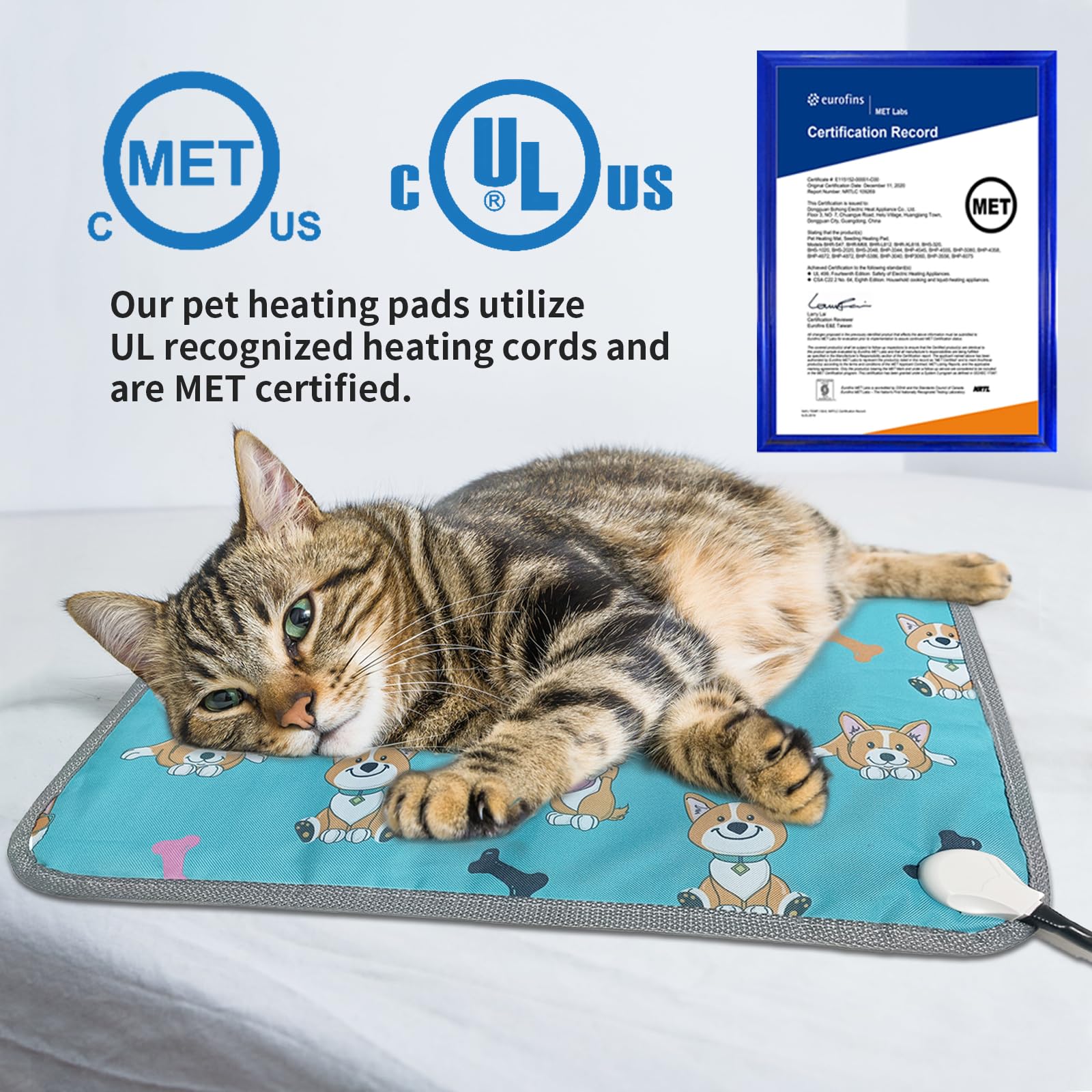 Golopet Dog Heating Pad 34X21In Waterproof Pet Heating Pad For Dogs Smart Thermostat Switch, Whelping Supplies Heated Dog Bed,Adding Wire Rope Wires Puppy Heating Pad Mat-Whelping Box For Dogs-Blue