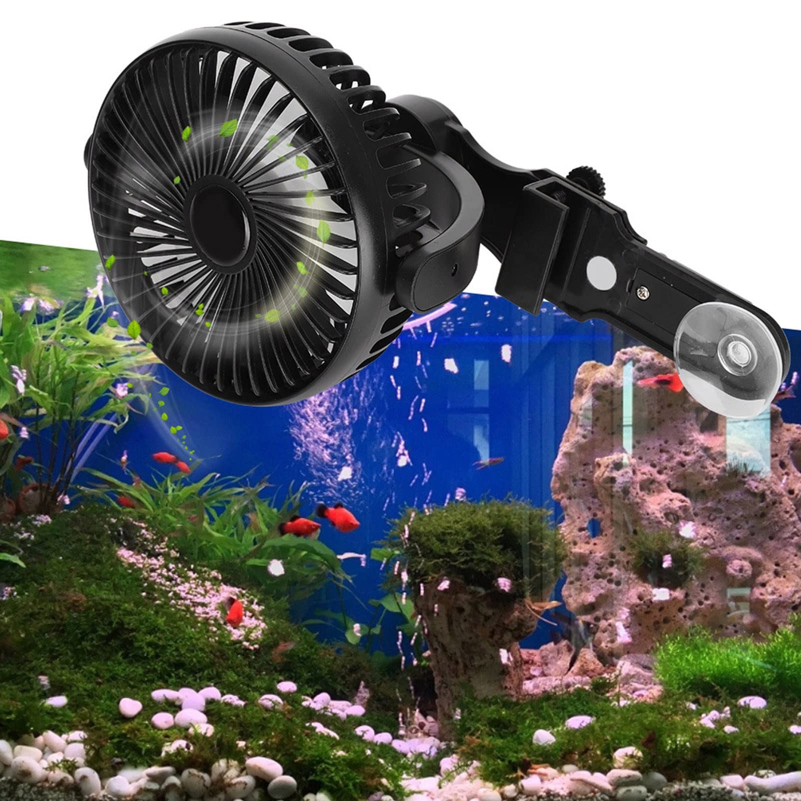 Fish Cooling Fans, Fish Temperature Control Fan, Aquarium Cooling Fan, Aquarium Fan Cooling, 110‑240 Aquarium Temperature Control Fan Aquarium Cooling Fans For Aquarium(Black)