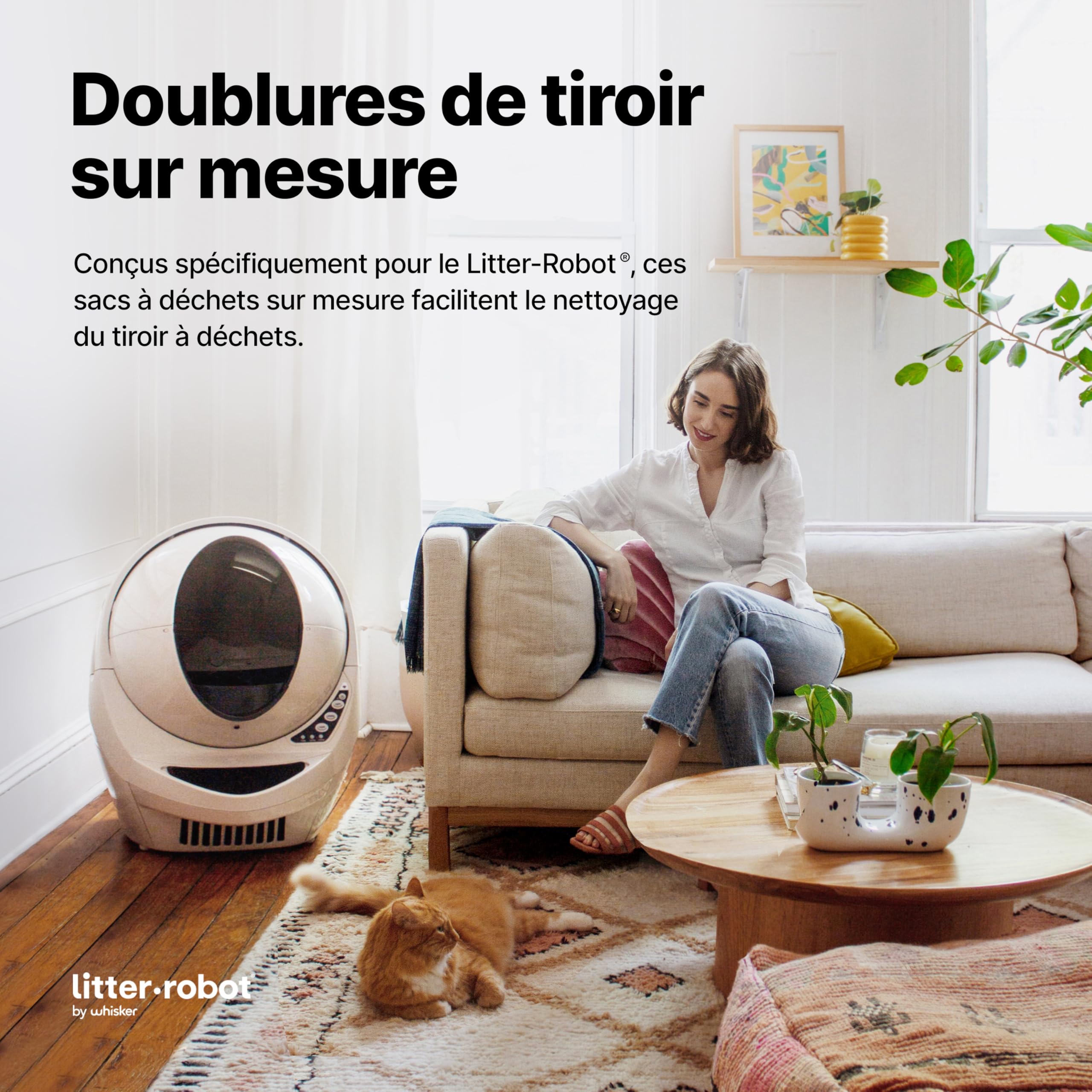 Litter-Robot Waste Drawer Liners By Whisker, 50 Pack - Litter Box Liners, Custom Fit For Litter-Robot, 9-11 Gallons Of Capacity,