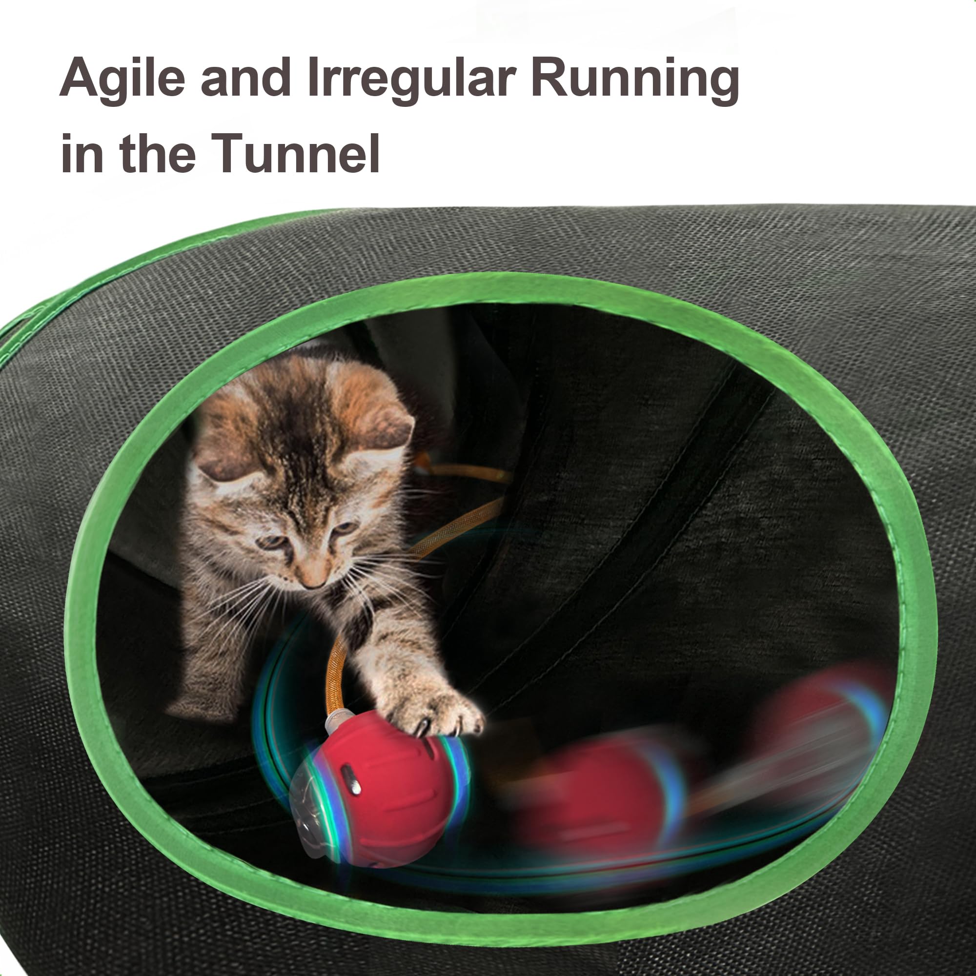metiya Interactive Cat Toys Ball Fast Rolling in Cat Tunnel - Motion-Activated Ball in Enrichment Tunnel,Hide & Seek Puzzle Game