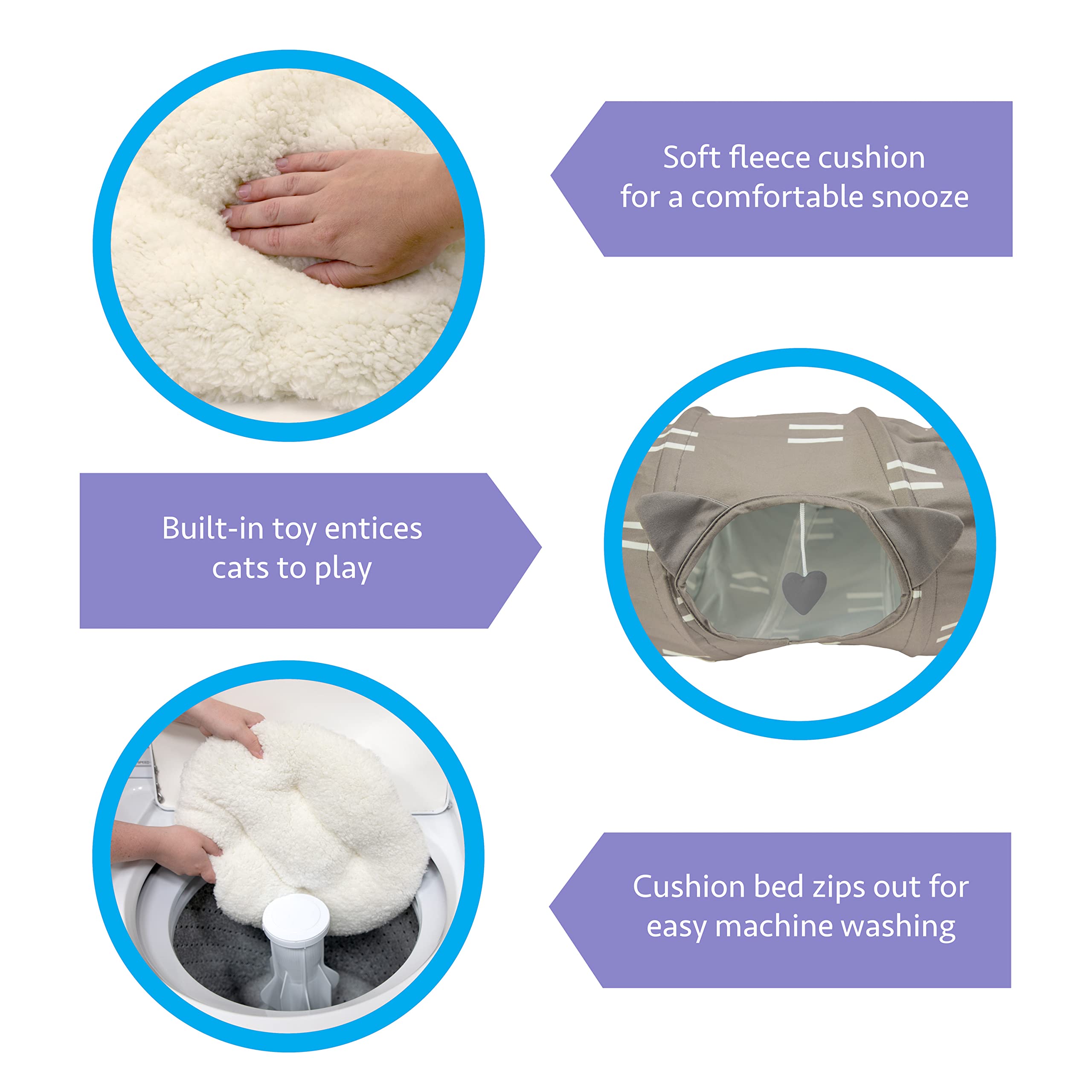 Kitty City Large Cat Tunnel Bed, Cat Bed, Pop Up Bed, Cat Toys, Brown