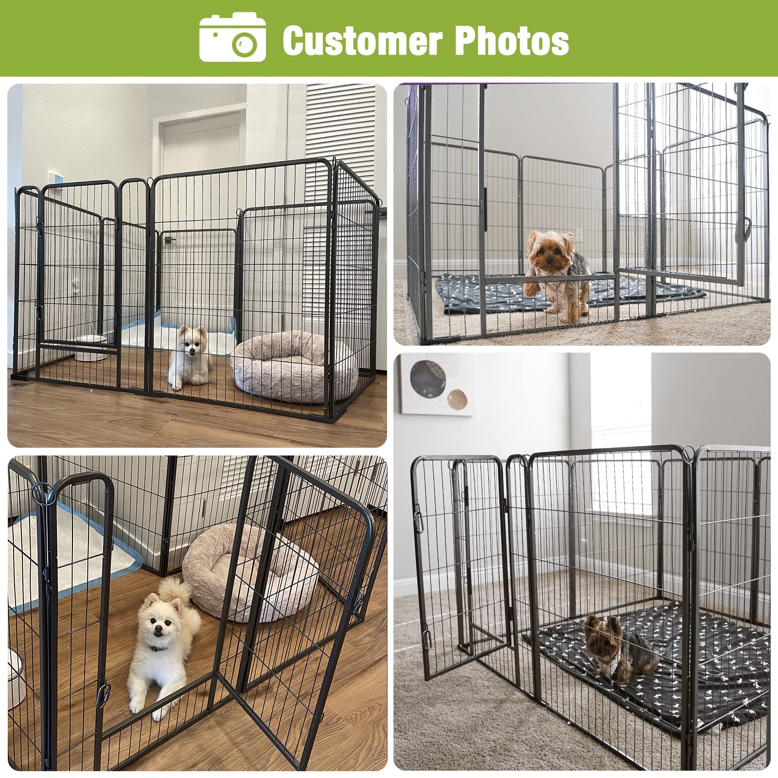 8 Panels Dog Playpen Dog Exercise Pen Heavy Duty Dog Fence Portable Puppy Cats Rabbits Playpen Indoor Outdoor (8 Panels, 39 Inch)