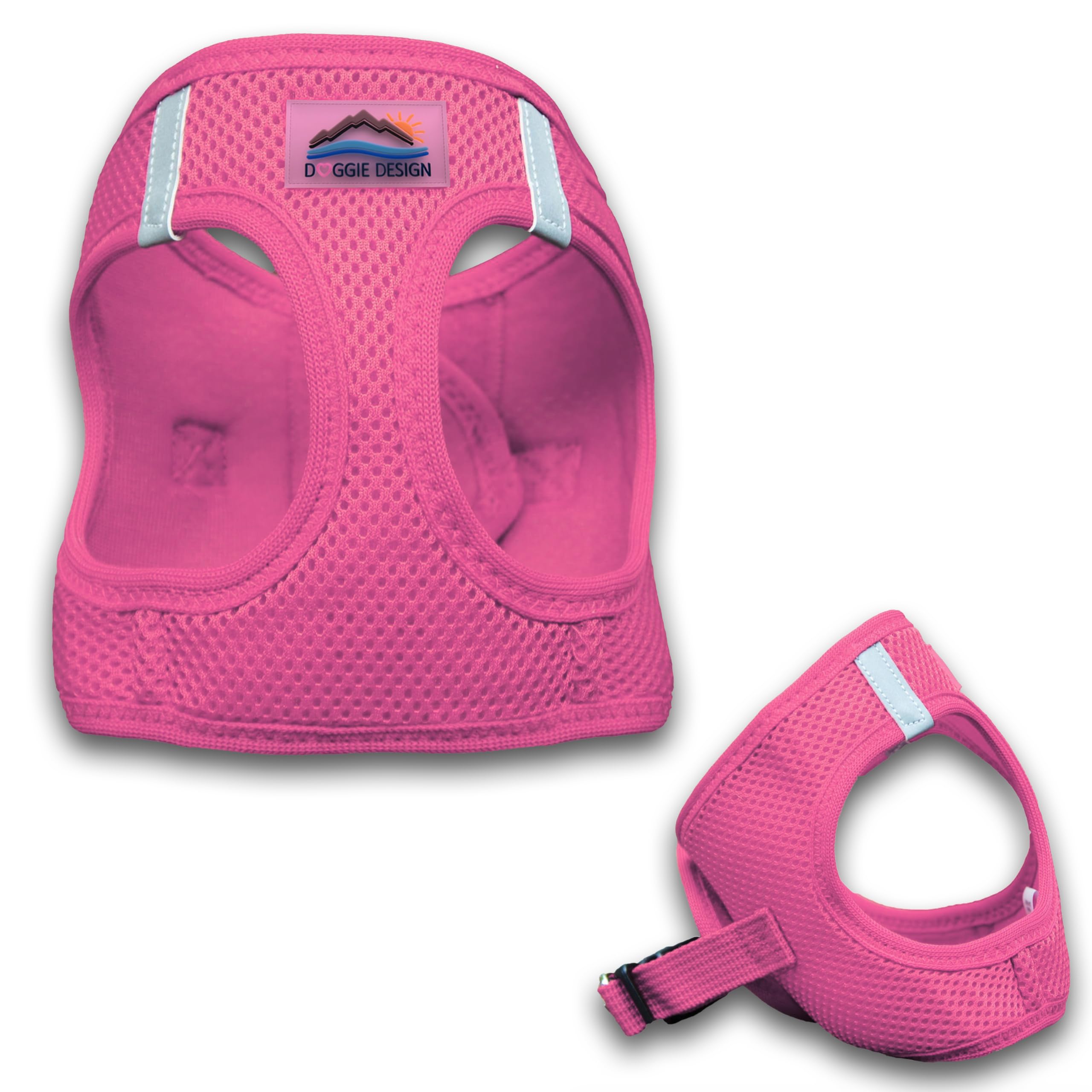Doggie Design Dog Harness - No Choke Dog Harness, Dog Vest, Mesh Polyester, Pet Harness, Simple Step in and Go Design, Harness for Dog - Candy Pink, 2XL