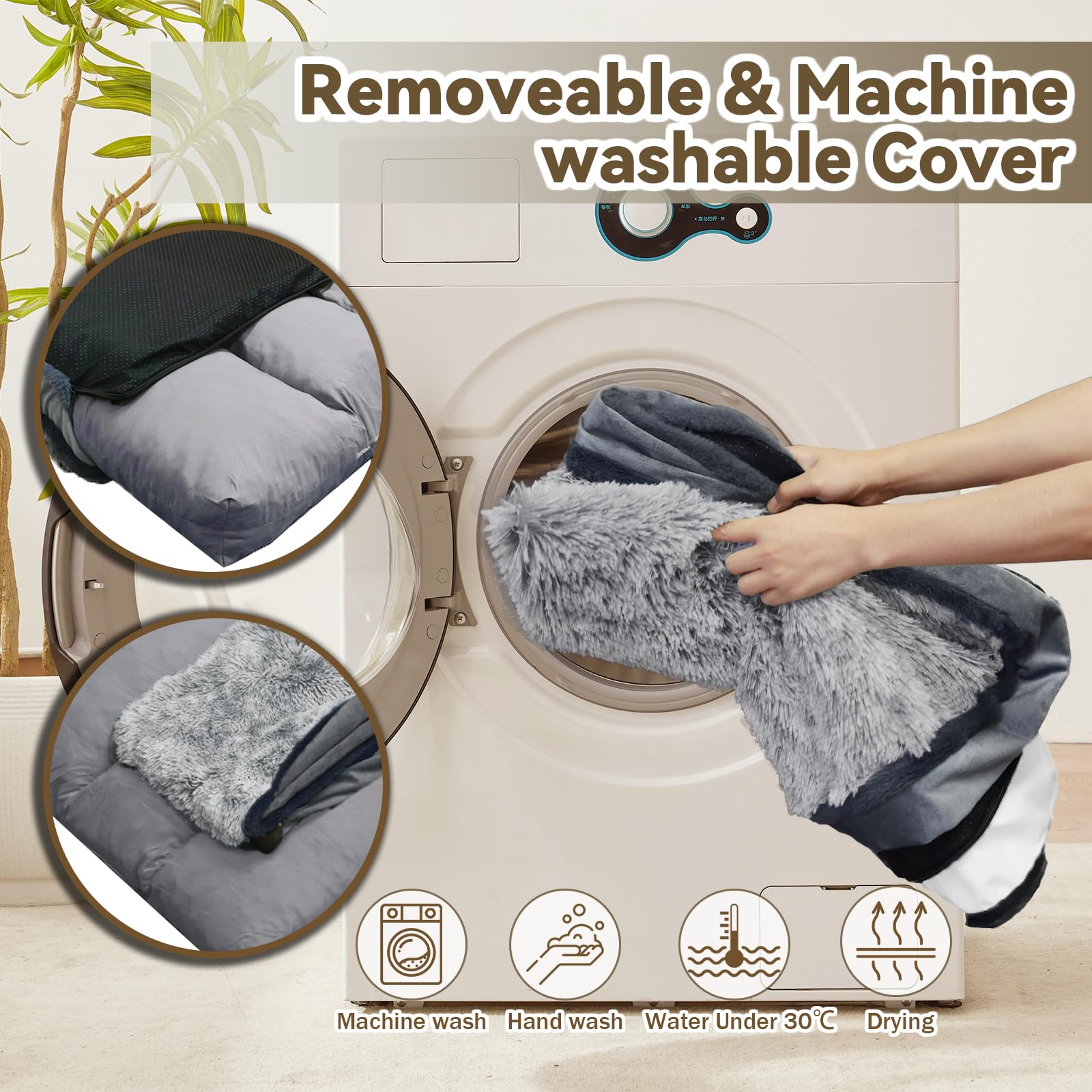 Debang Home Dog Bed For Medium Dogs Breeds, Deluxe Plush Dog Crate Beds, Comfy Kennel Pad, Pet Sleeping Mat, Waterproof, Removable And Machine Washable Cover & Non-Slip Bottom, 36'X23' Grey